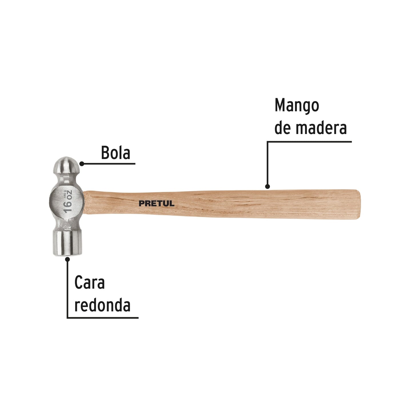 Martillo de bola, 16 oz, Pretul