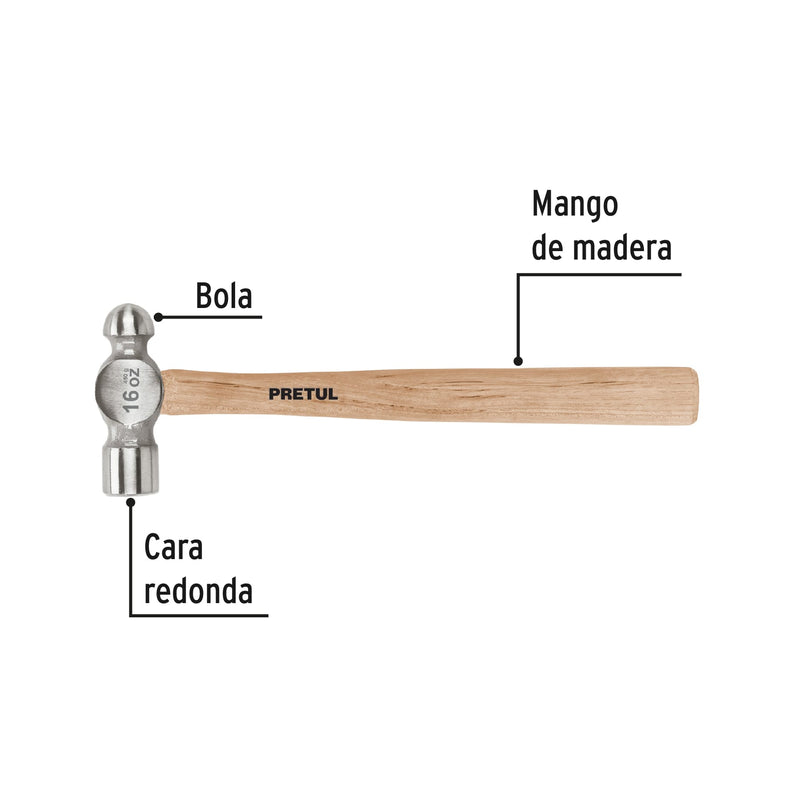 Martillo de bola, 16 oz, Pretul