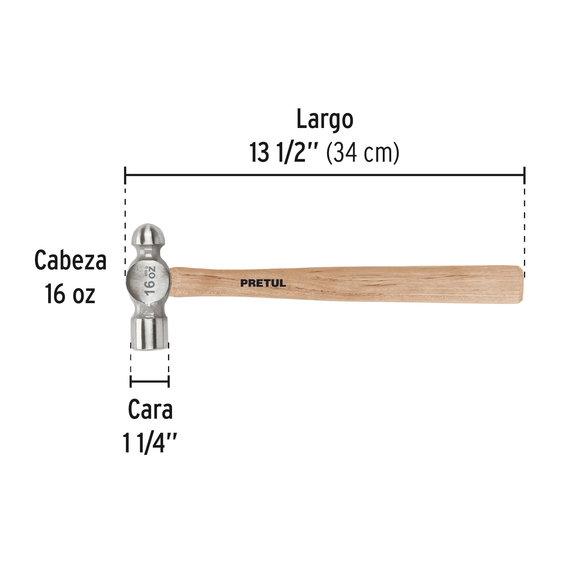 Martillo de bola, 16 oz, Pretul