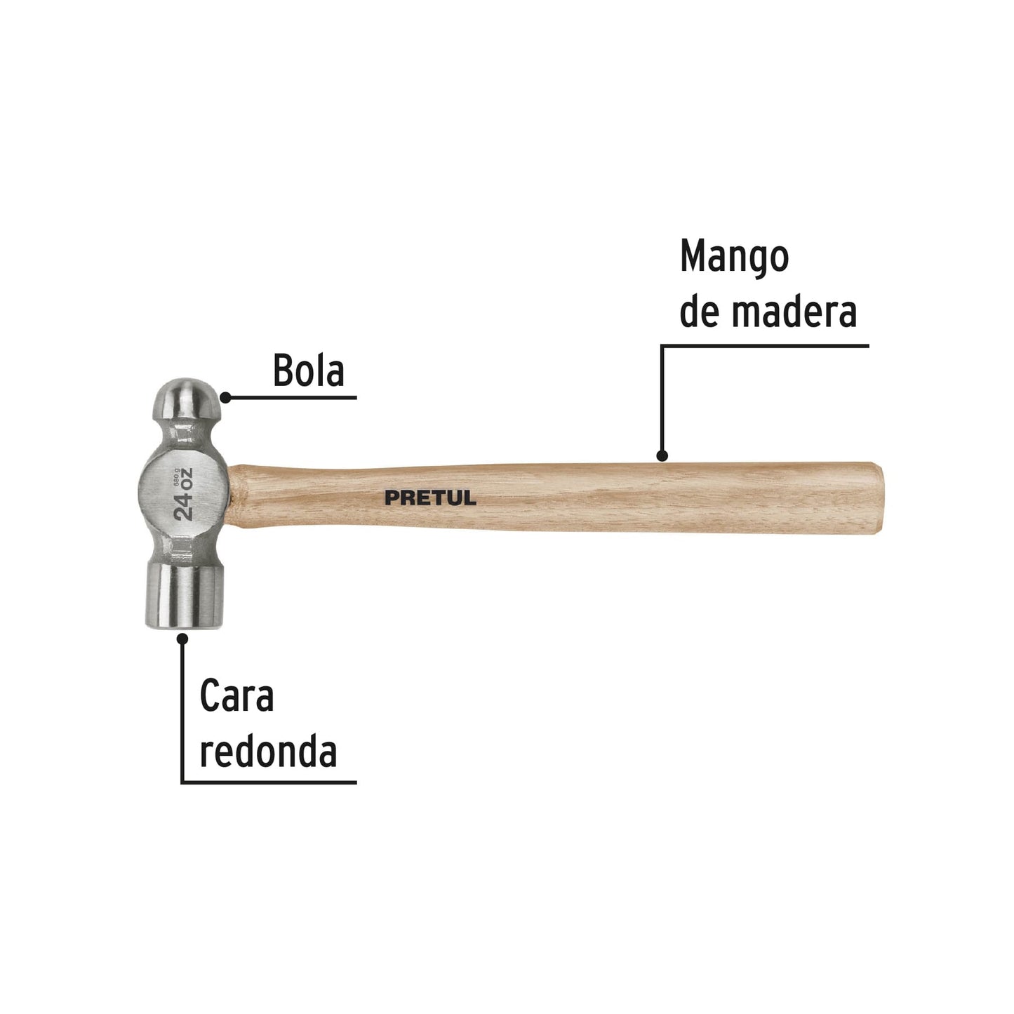 Martillo de bola, 24 oz, Pretul