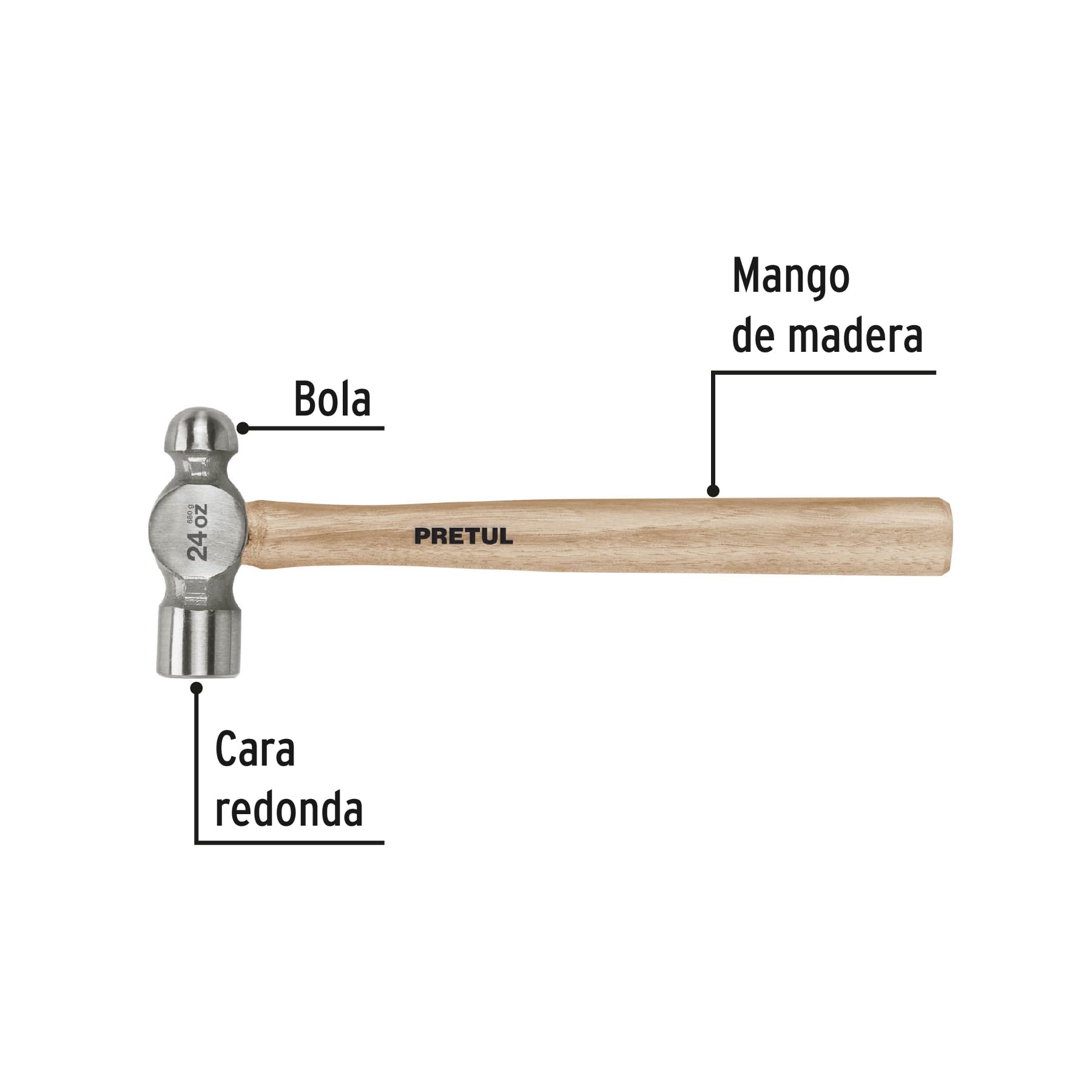Martillo de bola, 24 oz, Pretul