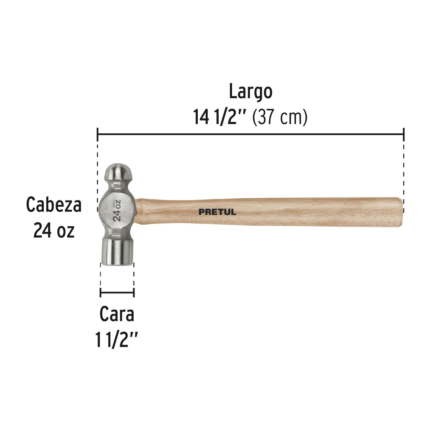 Martillo de bola, 24 oz, Pretul