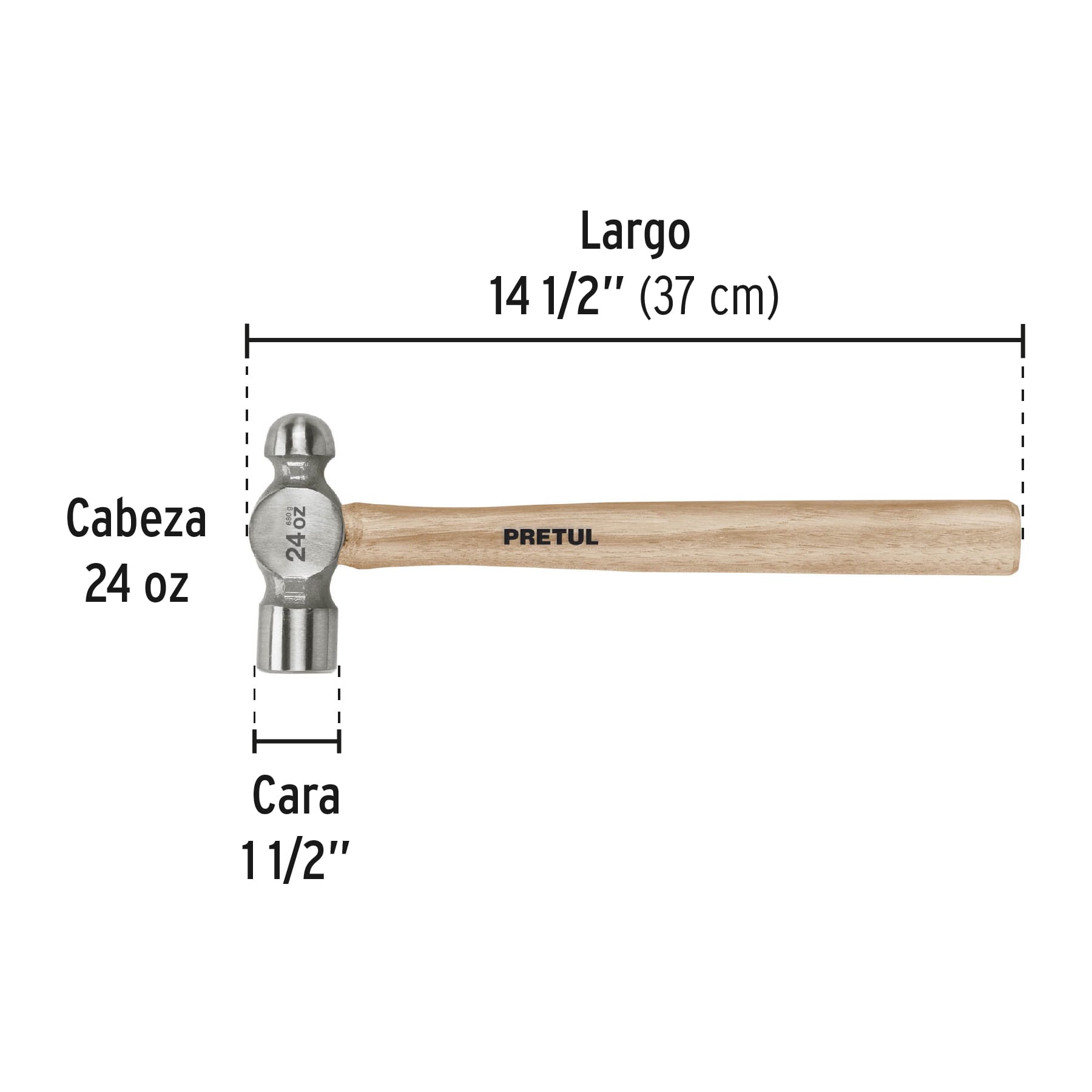 Martillo de bola, 24 oz, Pretul