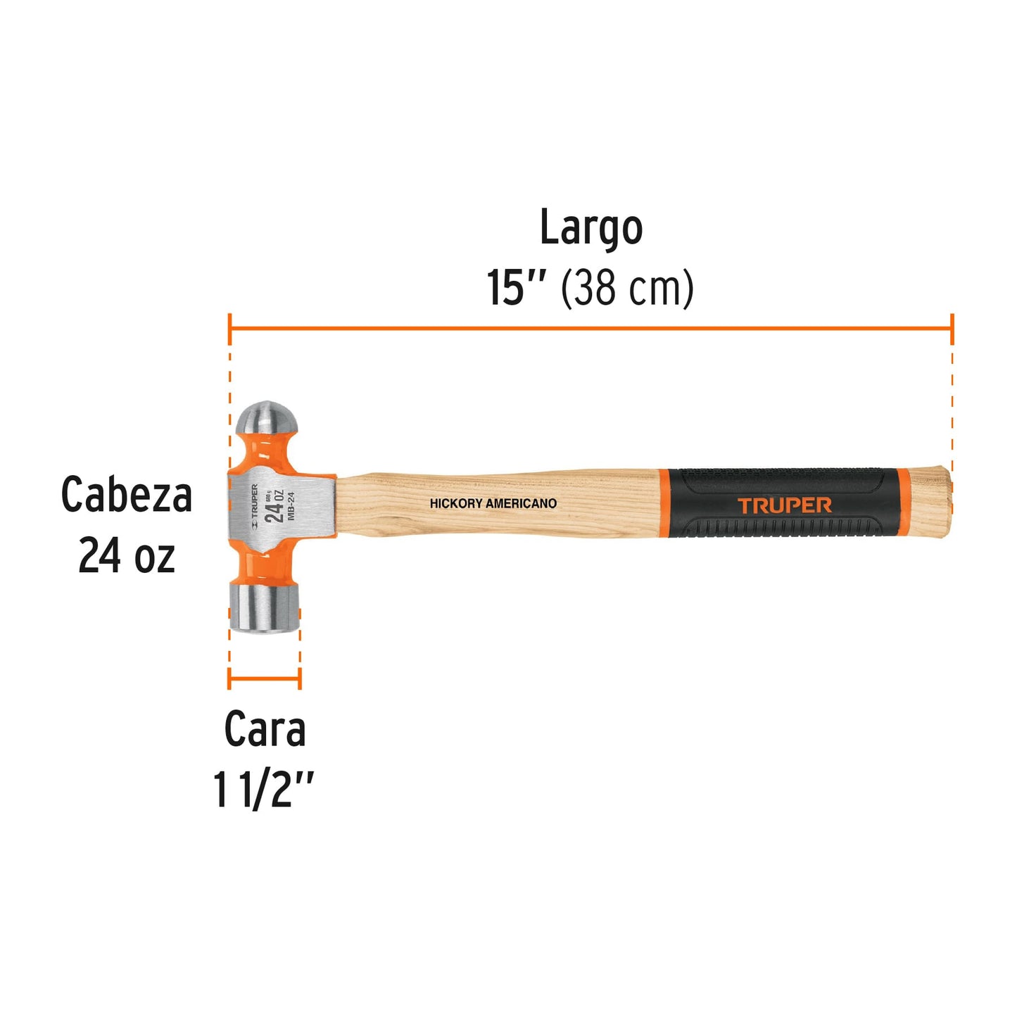 Martillo de bola 24 oz mgo con grip antiderrapante