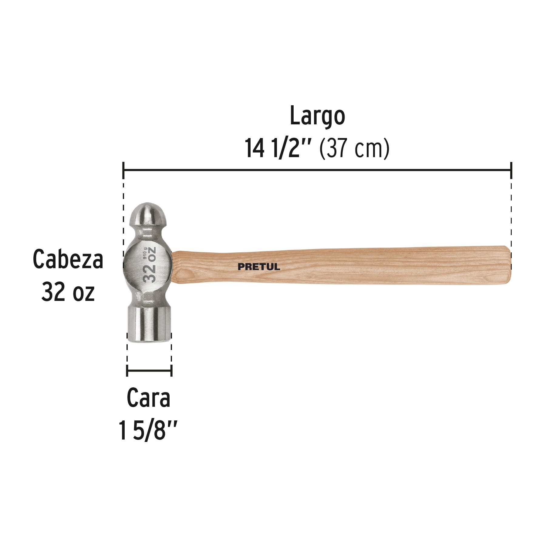 Martillo de bola, 32 oz, Pretul