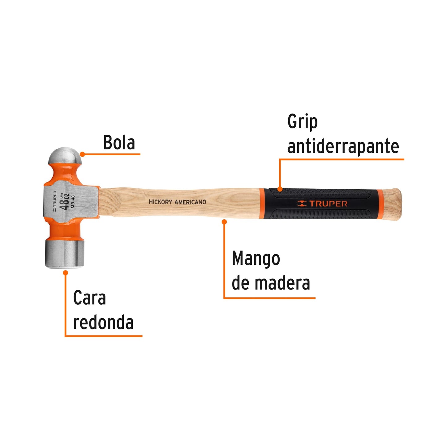 Martillo de bola 48 oz mgo con grip antiderrapante