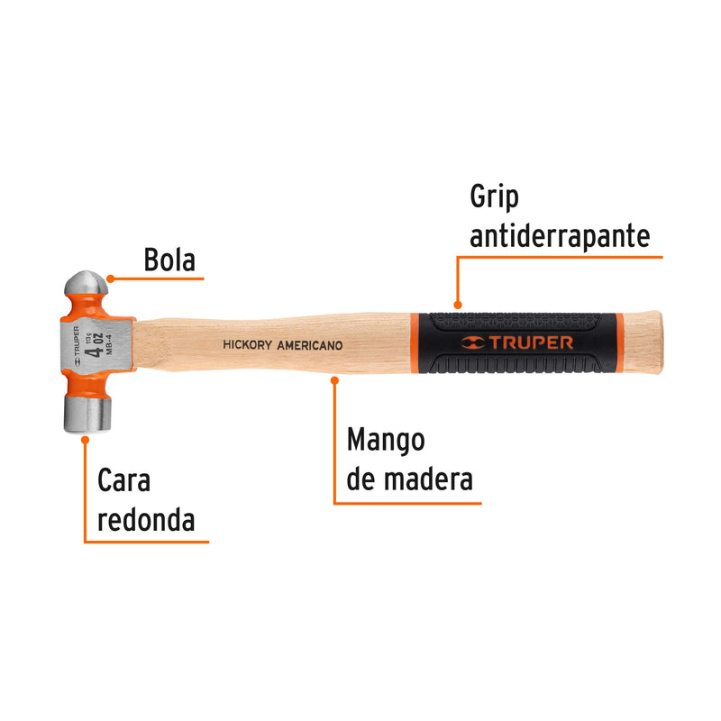 Martillo de bola 4 oz mgo. Con grip antiderrapante