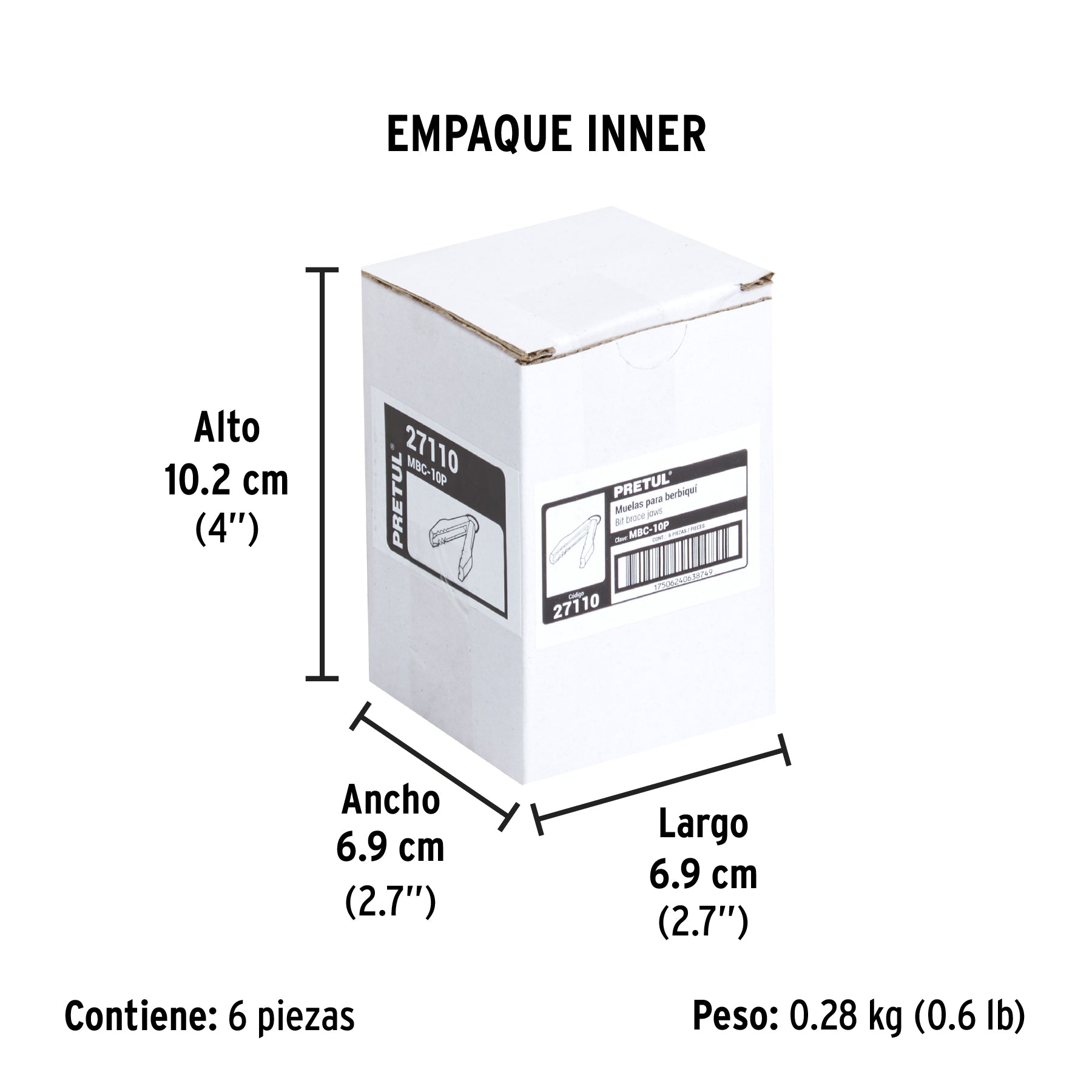 Muelas para berbiquí, 12", Pretul