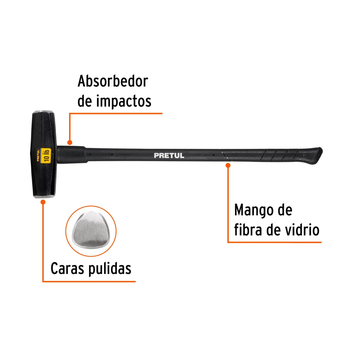 Marro tipo nevada 10 lbs. Mango 36", pretul