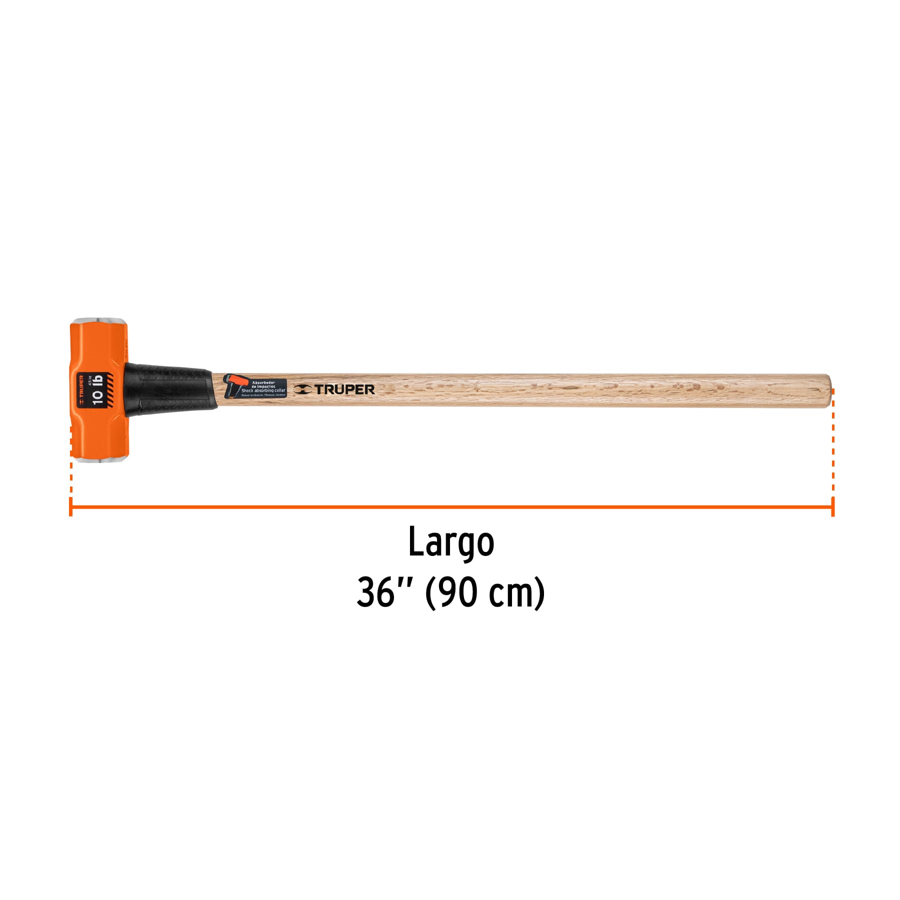 Marro octagonal 10 lbs. mango madera 36"