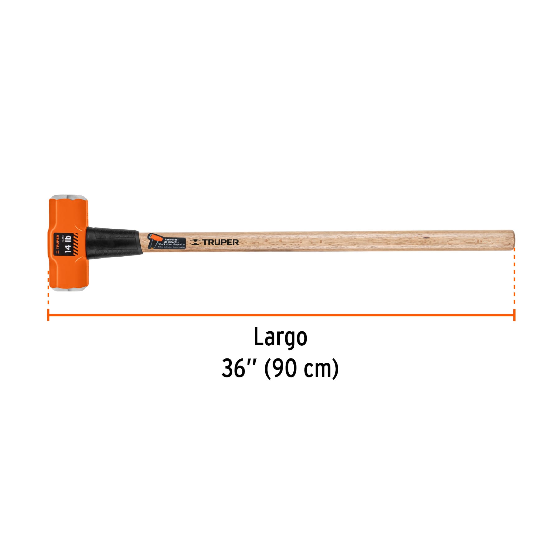 Marro octagonal 14 lbs. mango madera 36"