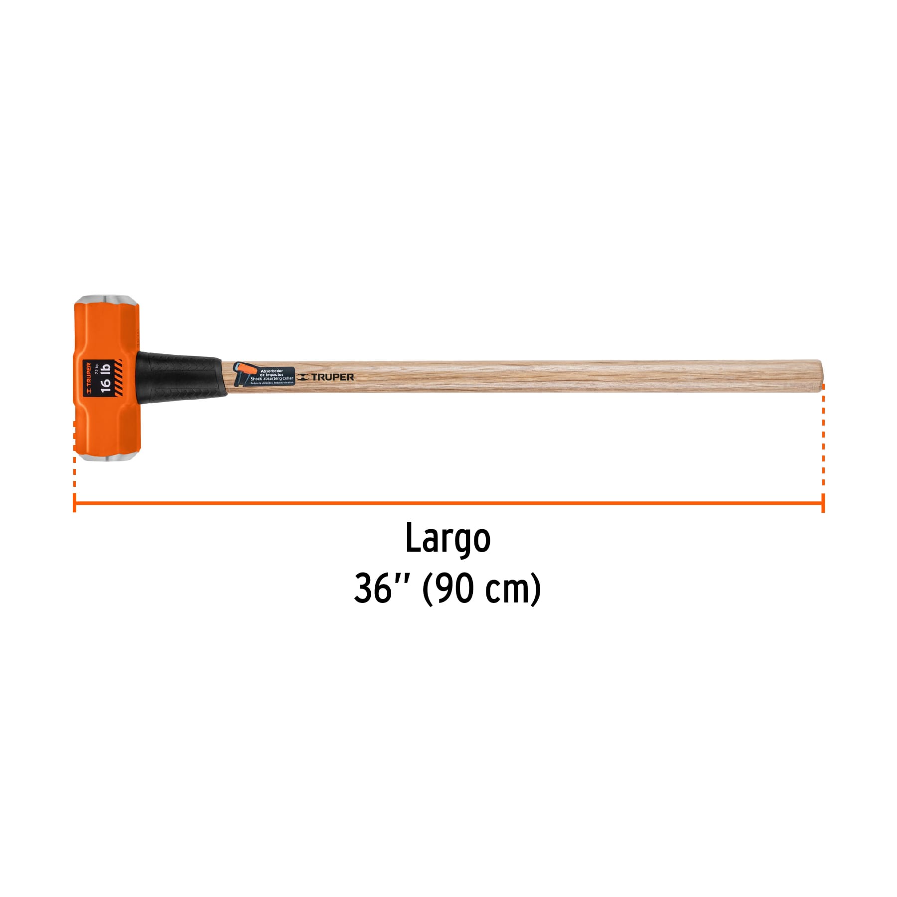 Marro octagonal 16 lbs. mango madera 36"