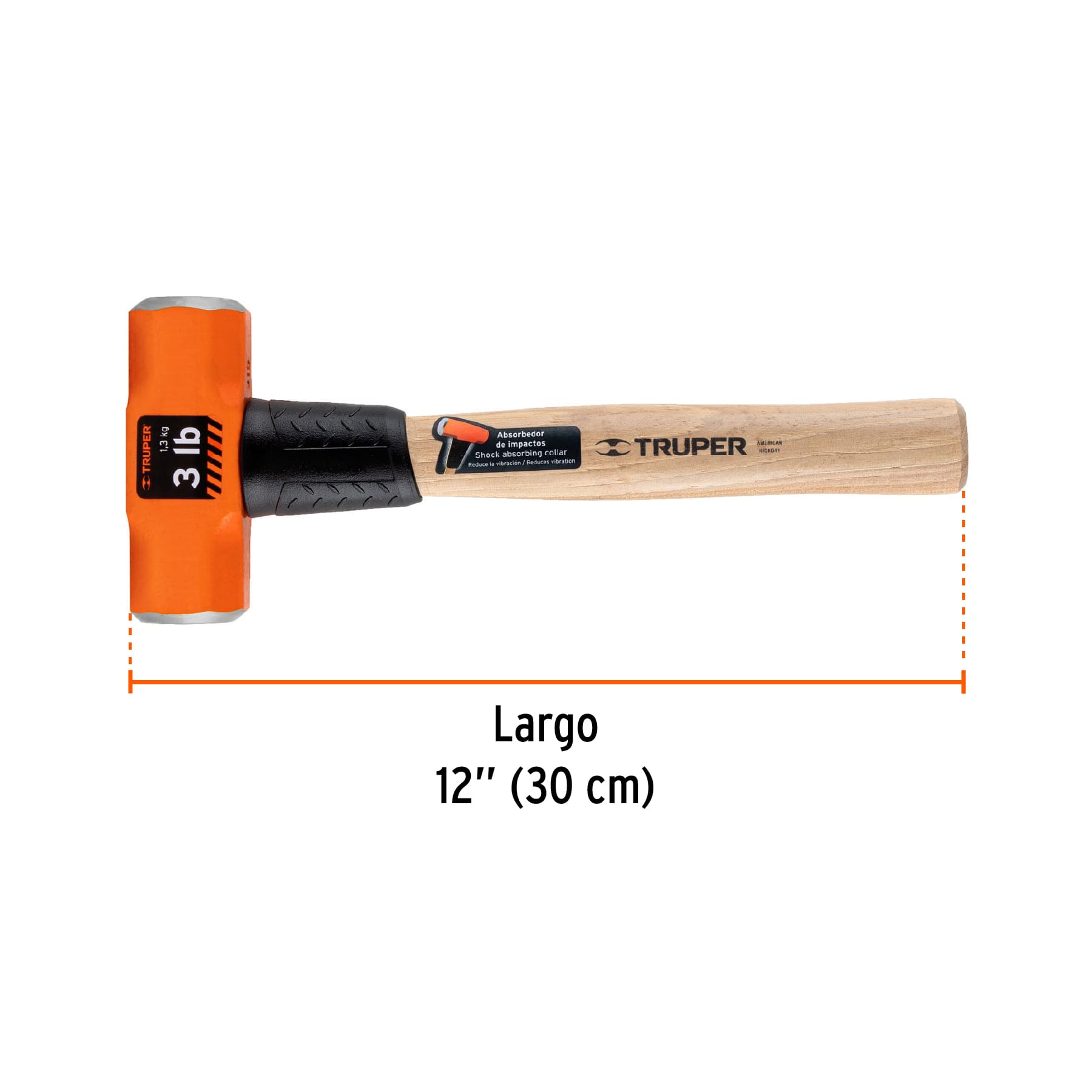 Marro octagonal 3 lbs. mango madera 12"