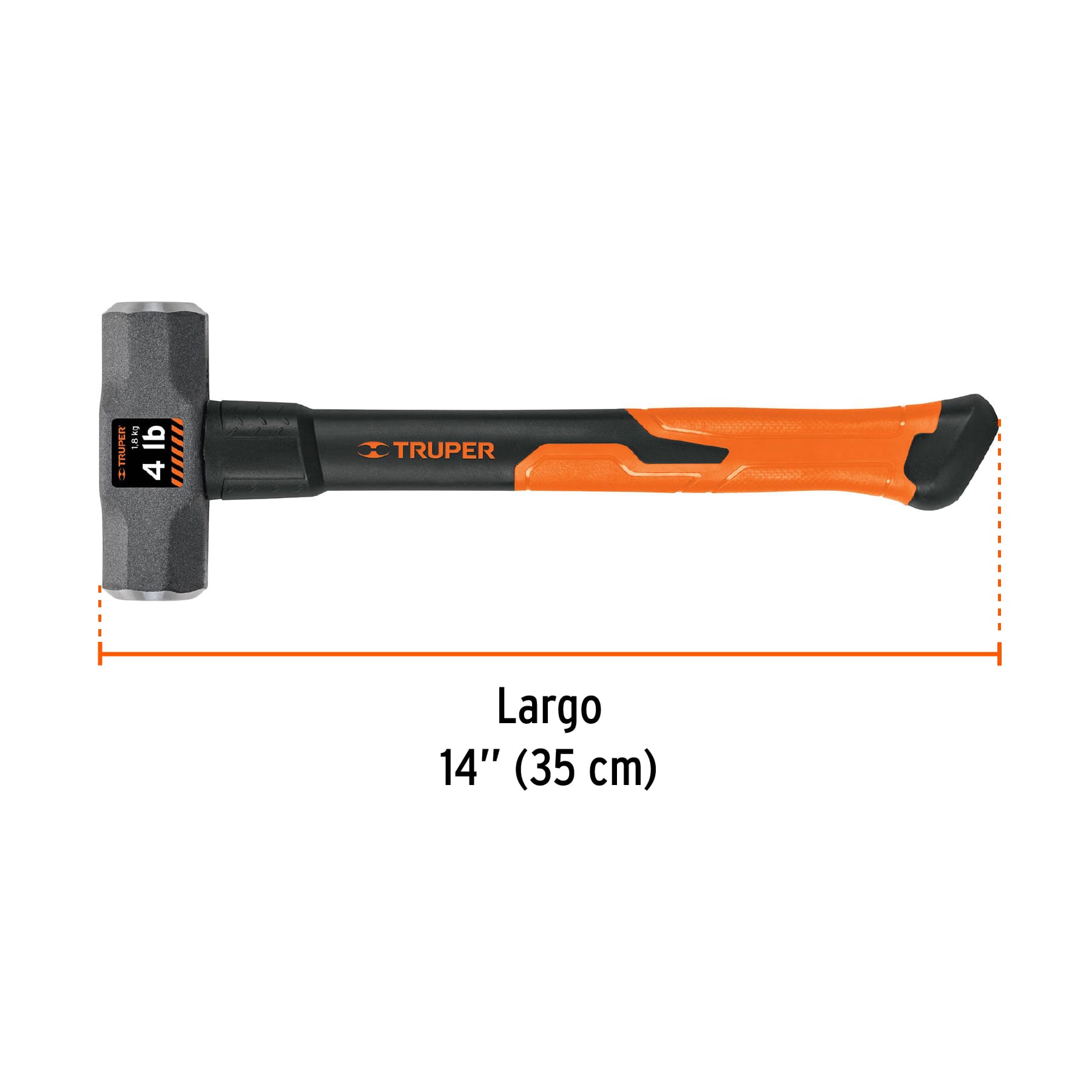 Marro octagonal 4 lbs, mango fibra de vidrio