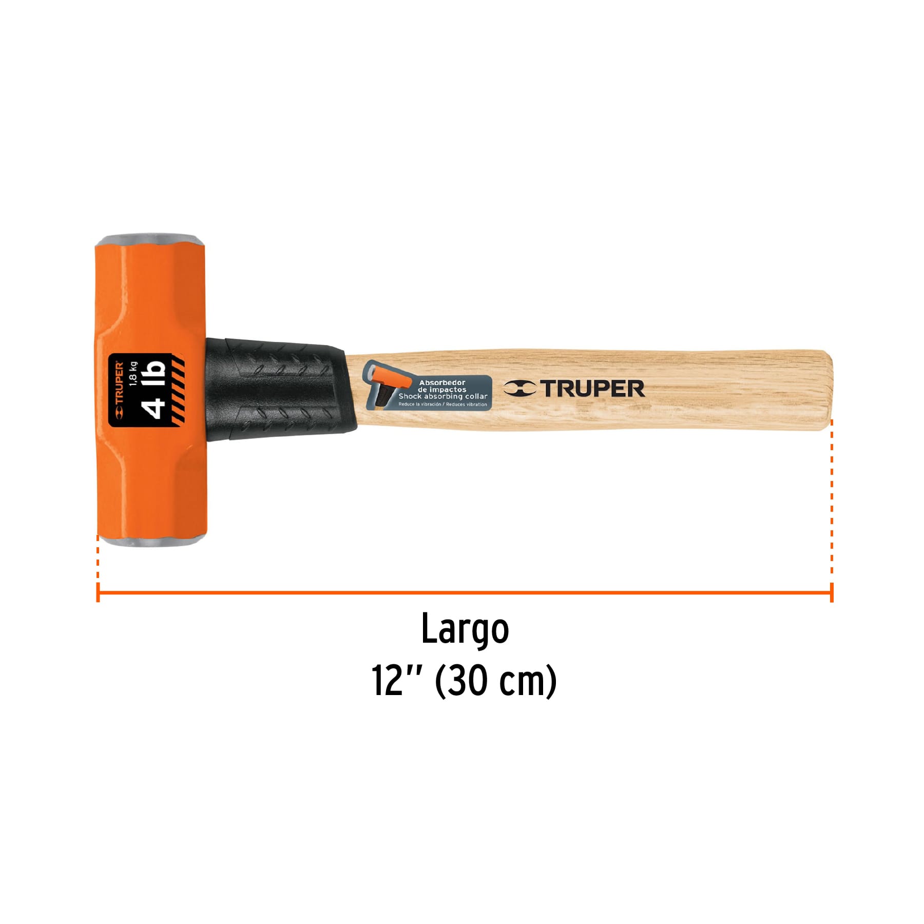 Marro octagonal 4 lbs. Mango madera 12"