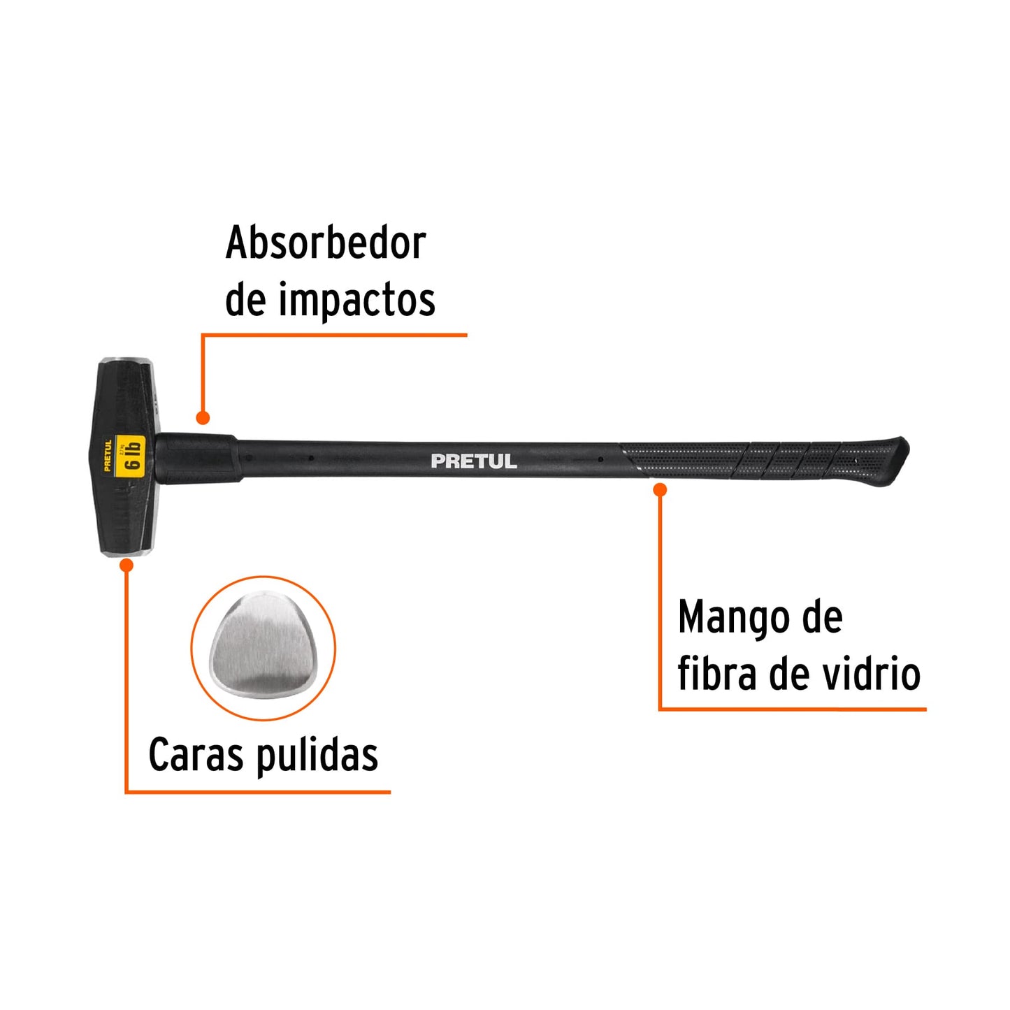 Marro tipo nevada 6 lbs. Mango 36", pretul