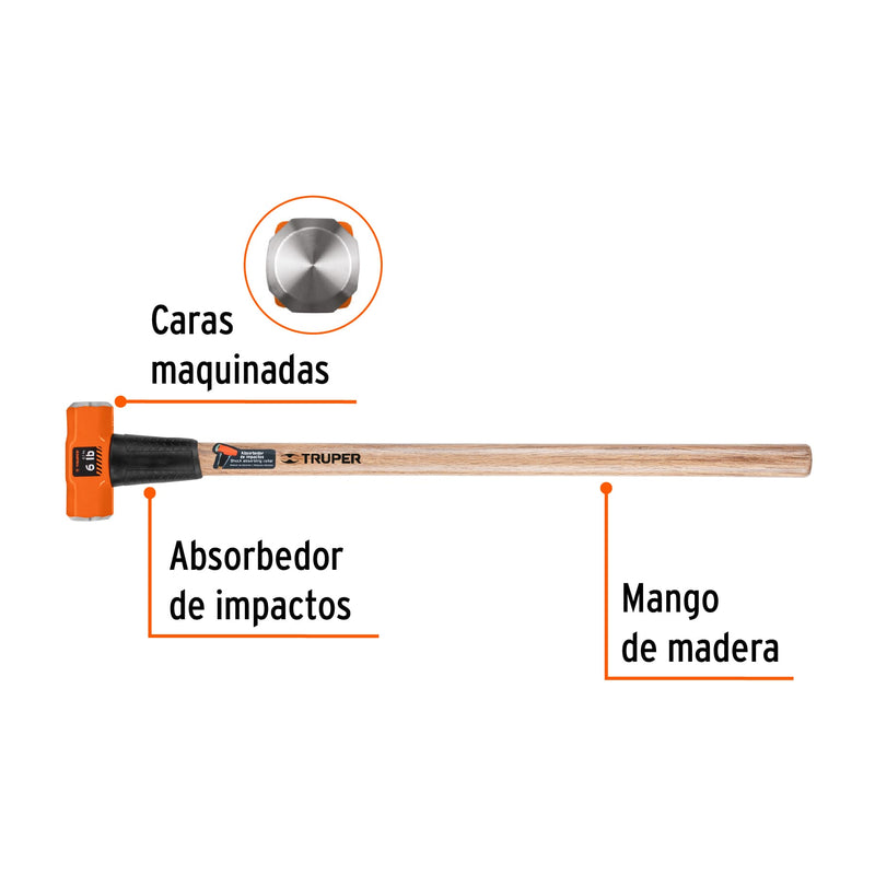 Marro octagonal 6 lbs. mango madera 36"