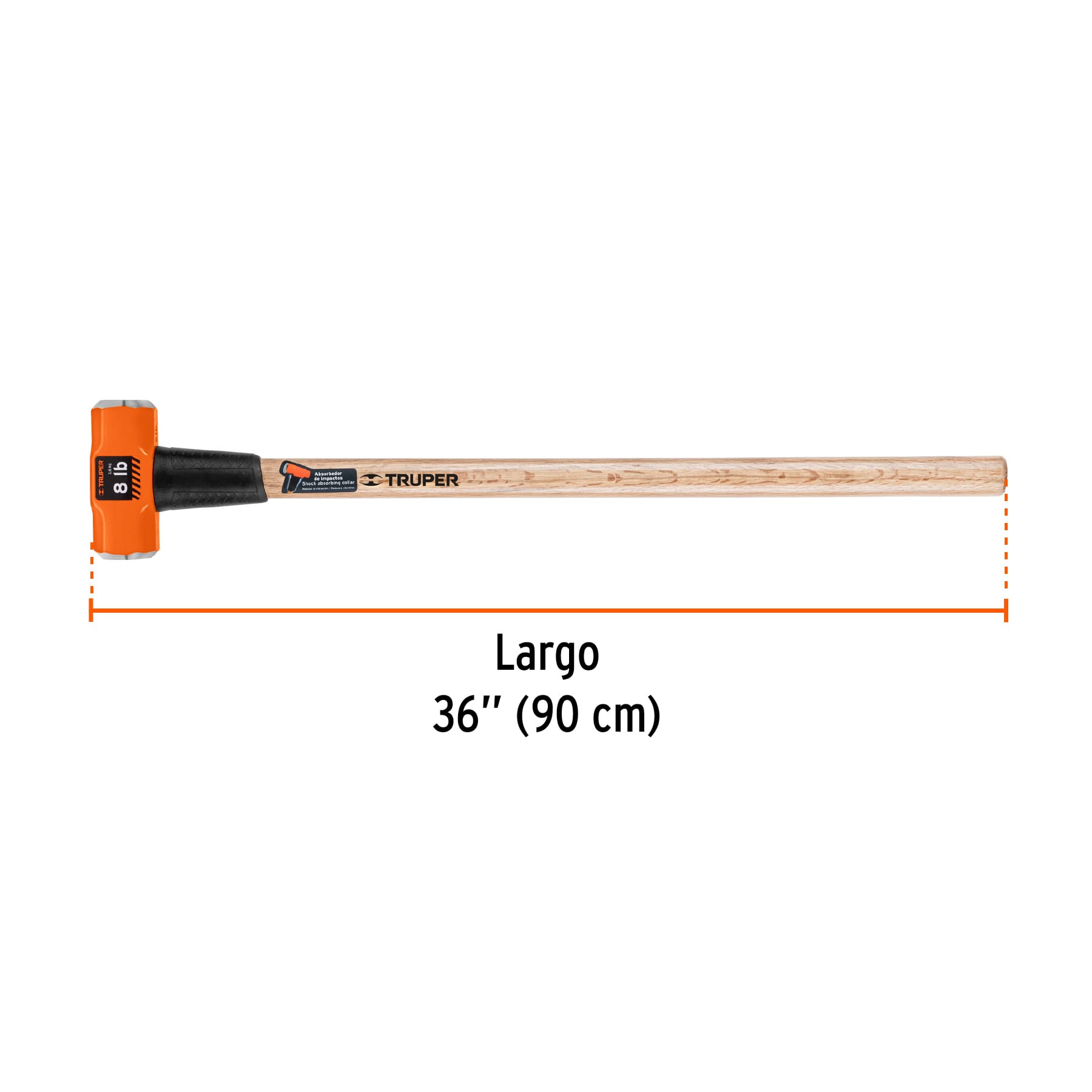 Marro octagonal 8 lbs. mango madera 36"