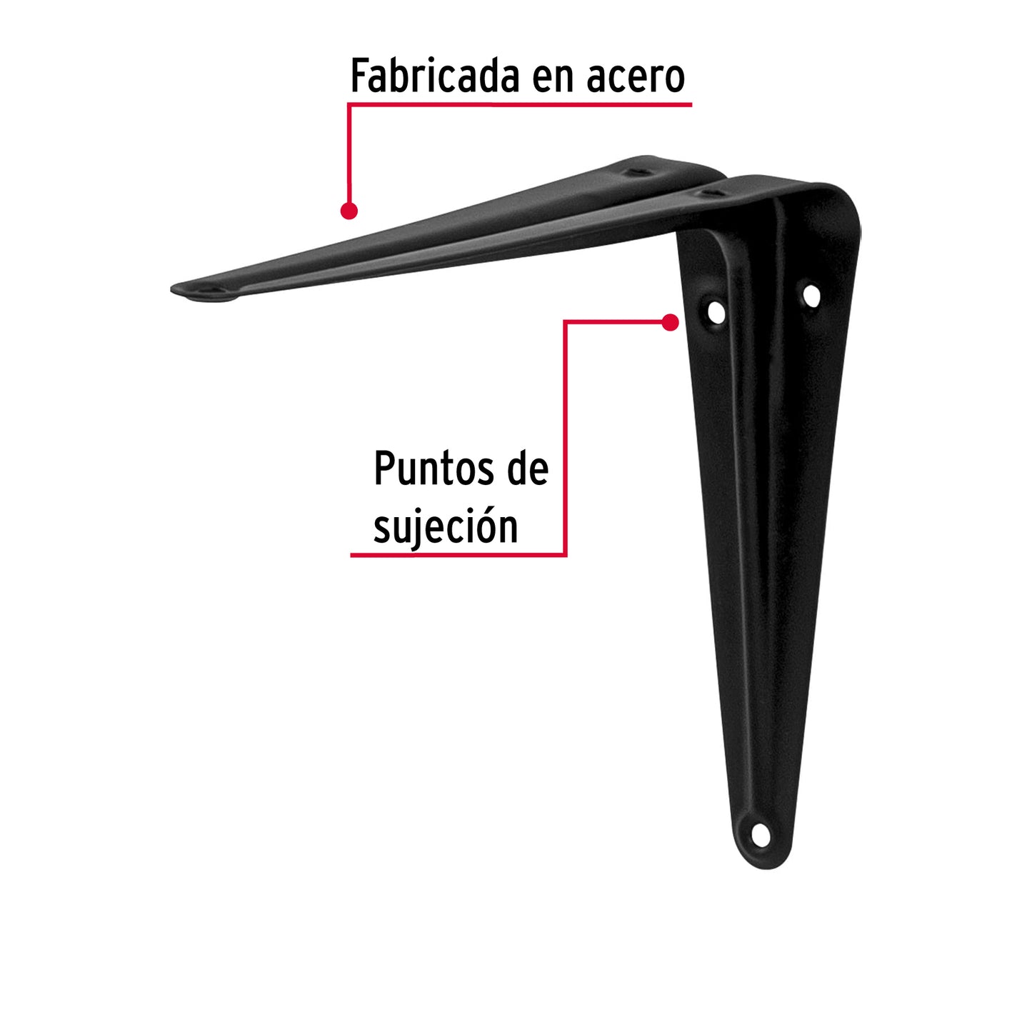 Ménsulas de acero, 5 x 6", negras