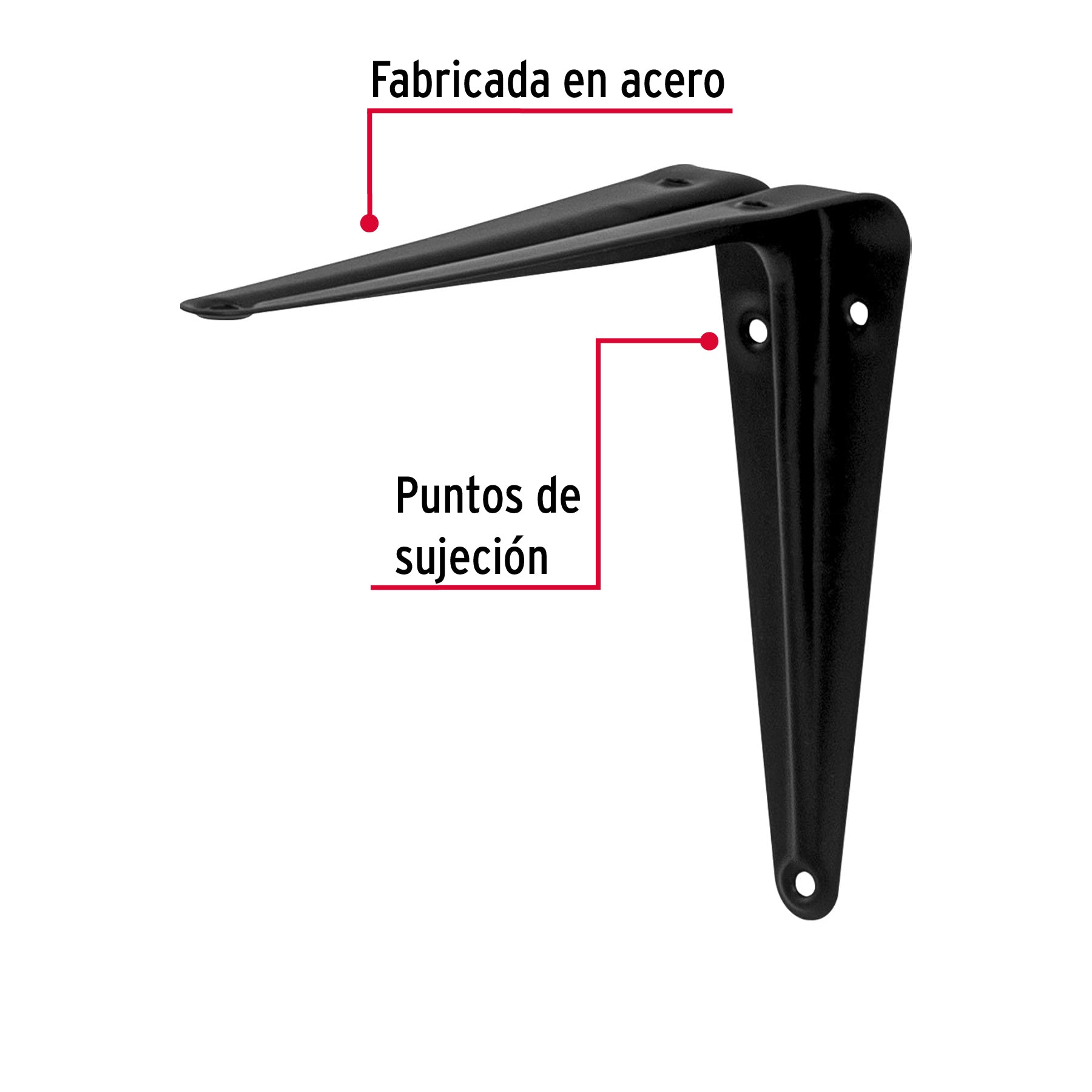 Ménsulas de acero, 5 x 6", negras