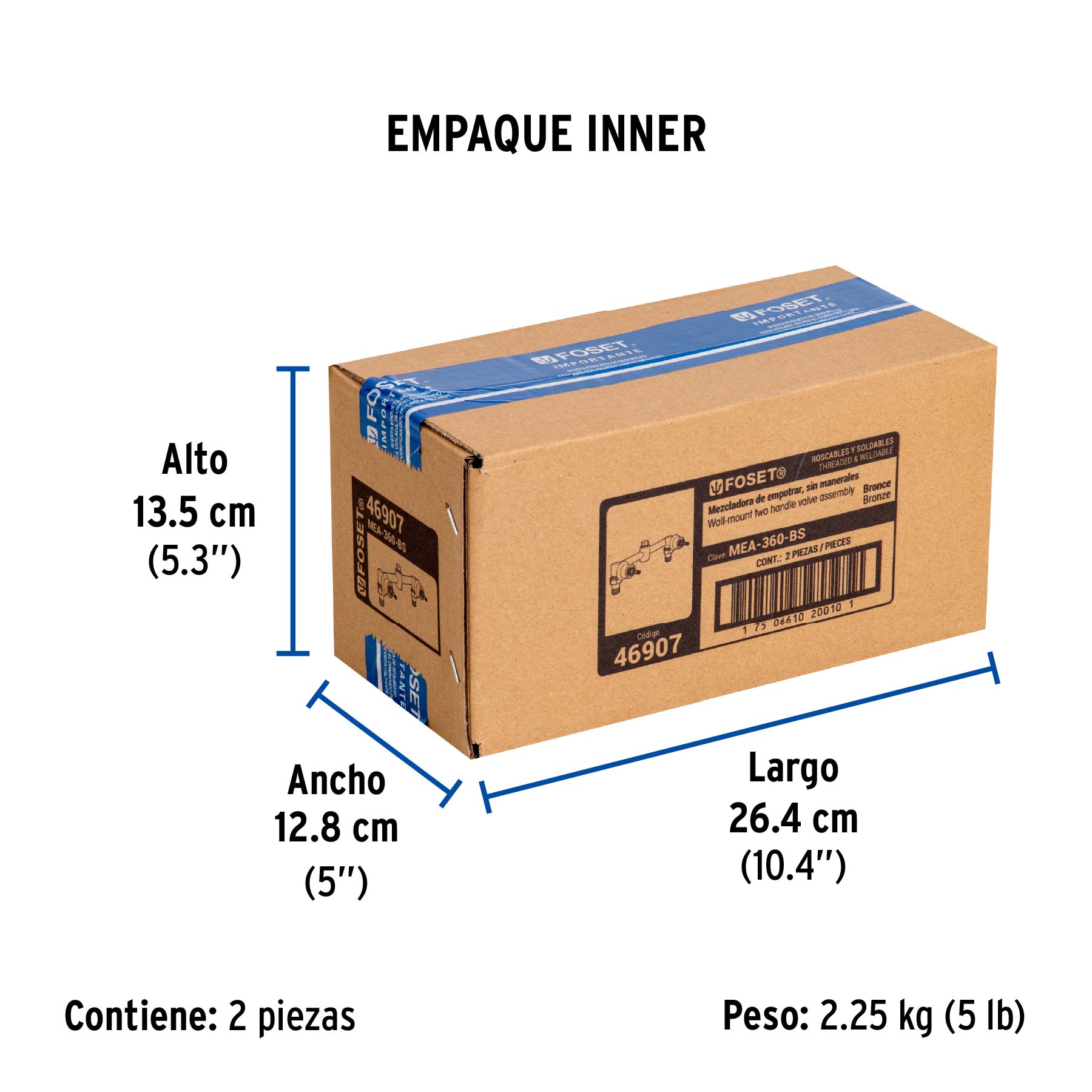 Mezcladora de bronce de empotrar, compresión, Foset