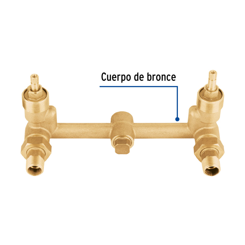 Mezcladora de bronce de empotrar, compresión, Foset