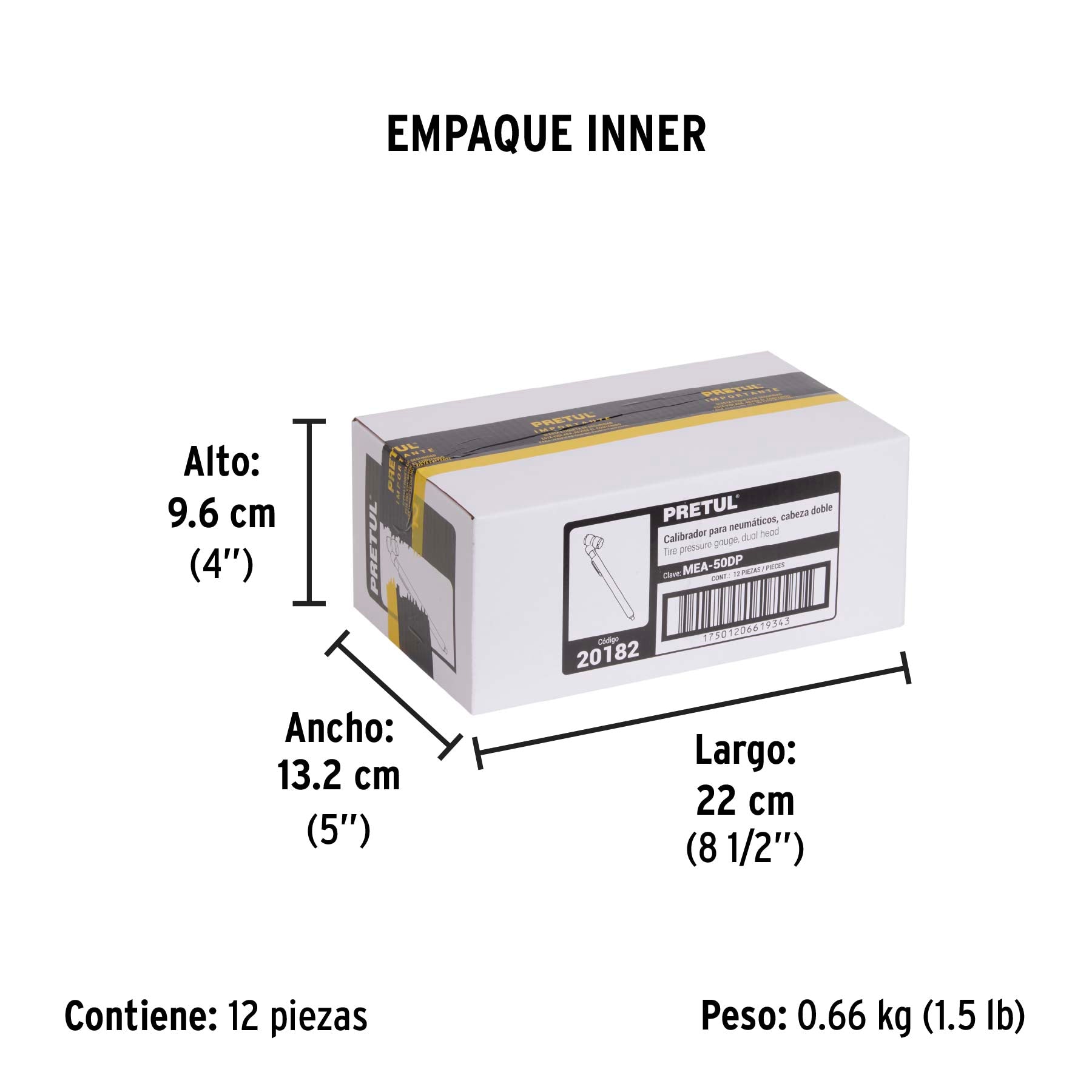 Medidor de presión  50 lbs, cabeza doble, Pretul