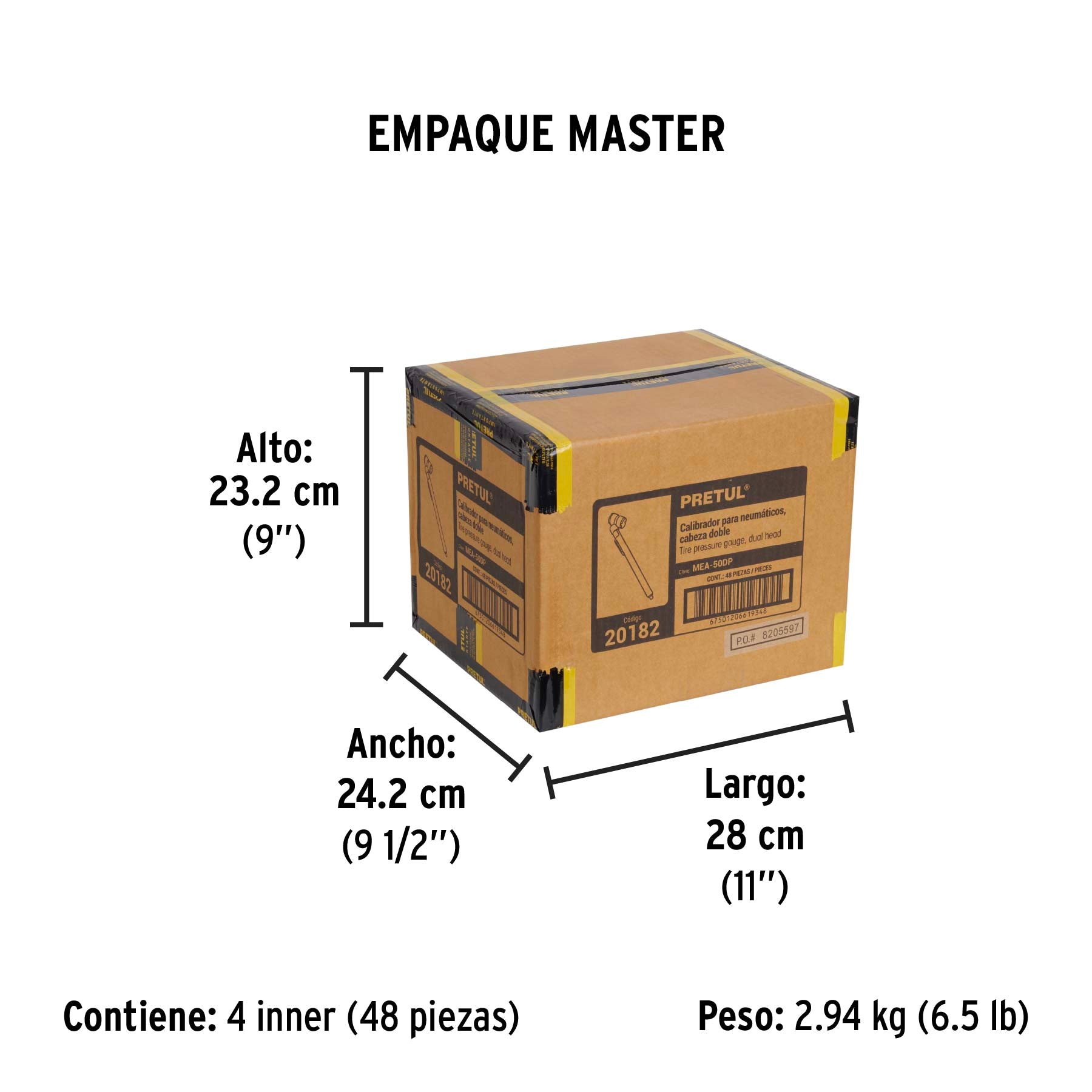 Medidor de presión  50 lbs, cabeza doble, Pretul