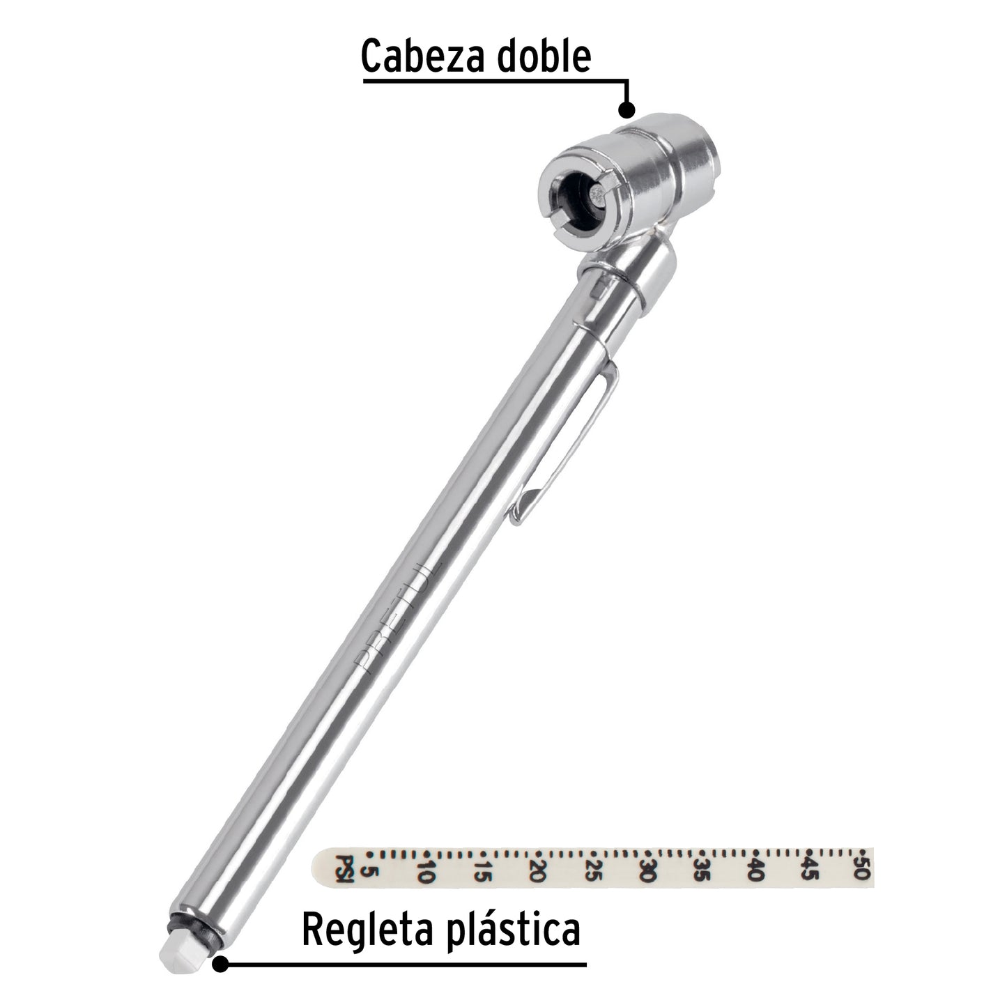 Medidor de presión  50 lbs, cabeza doble, Pretul