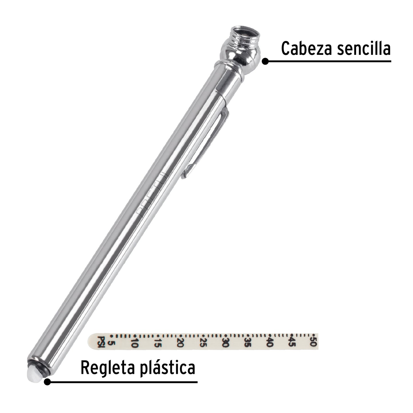 Medidor de presión 50lbs,  cabeza sencilla, pretul