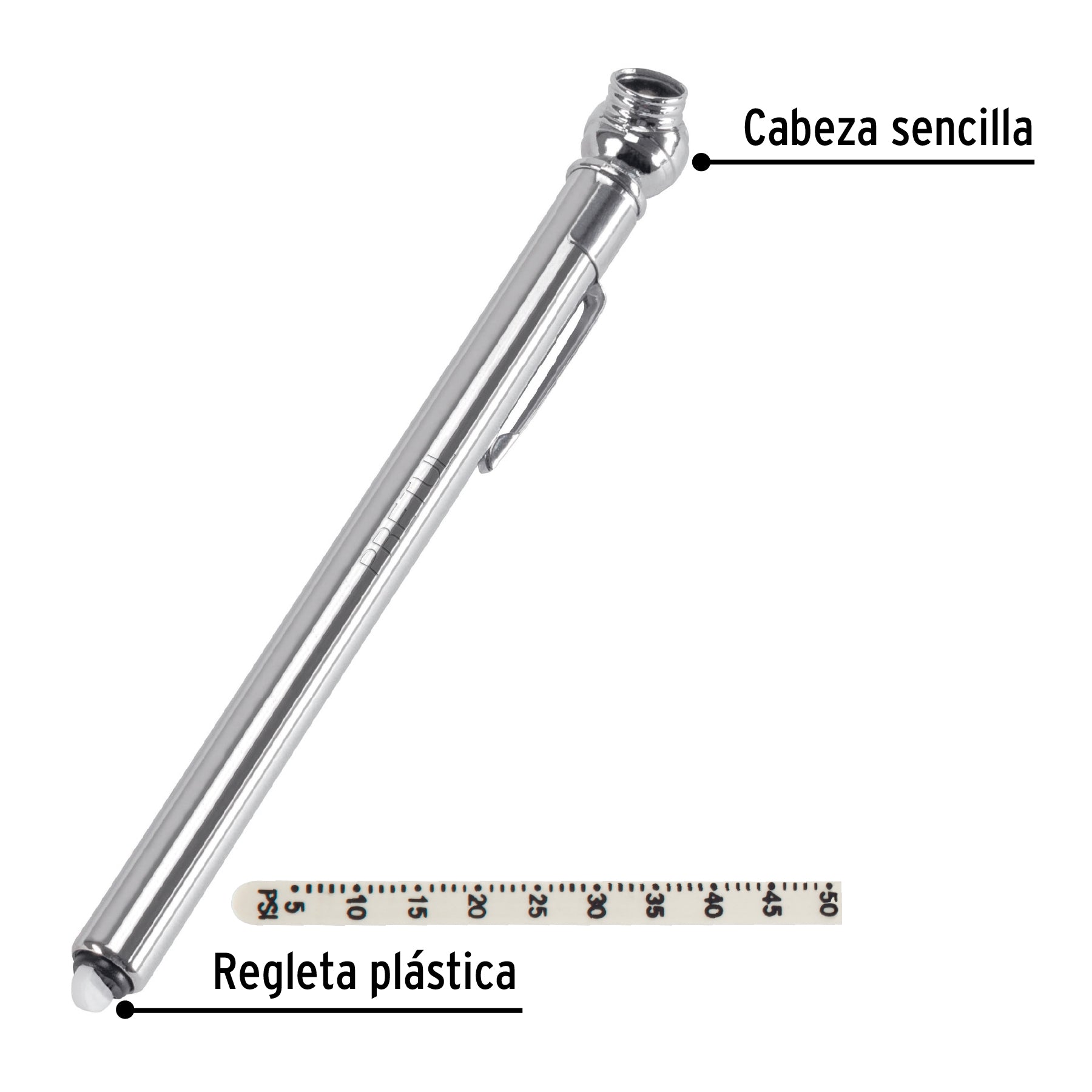 Medidor de presión 50lbs,  cabeza sencilla, pretul