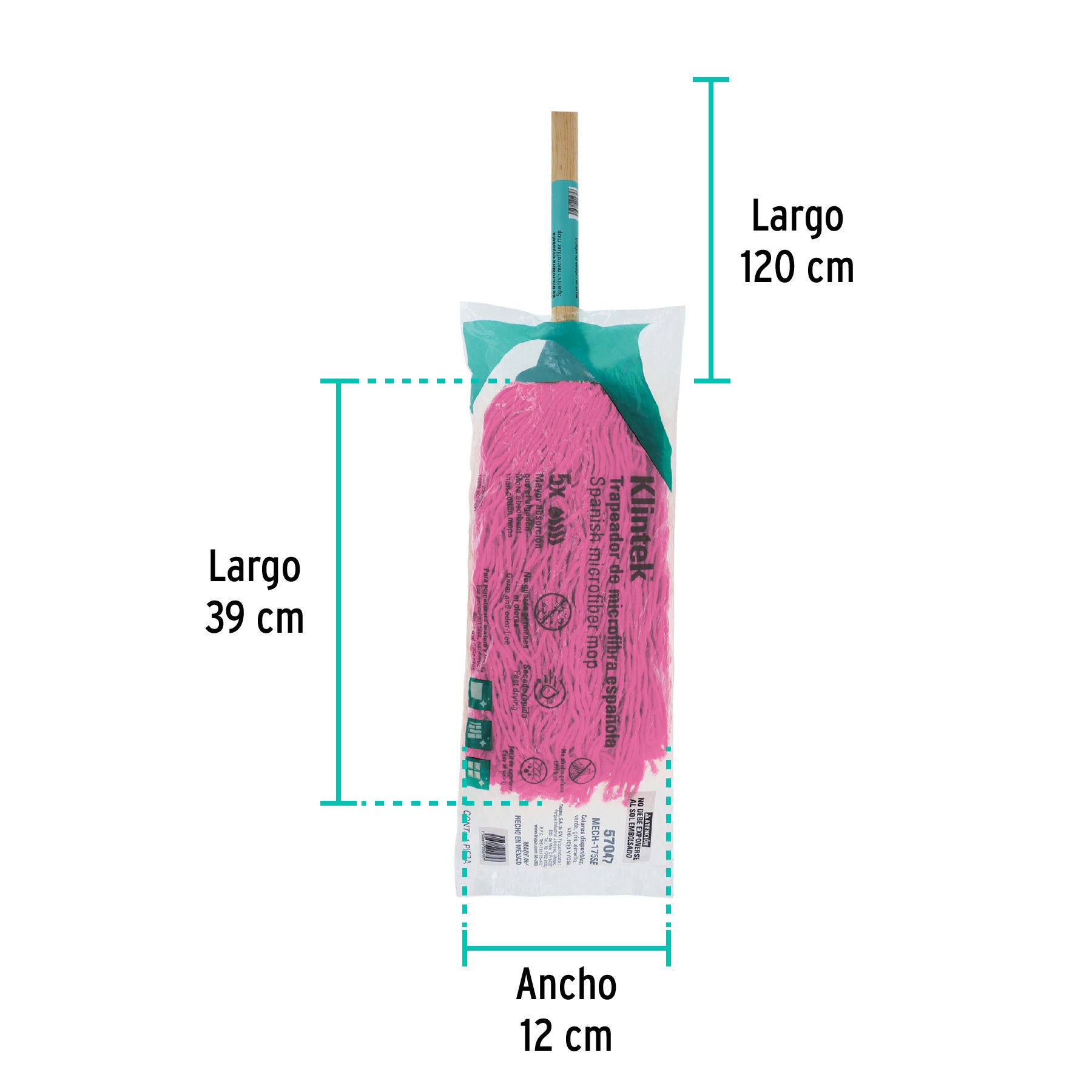 Trapeador de microfibra española con bastón, Klintek
