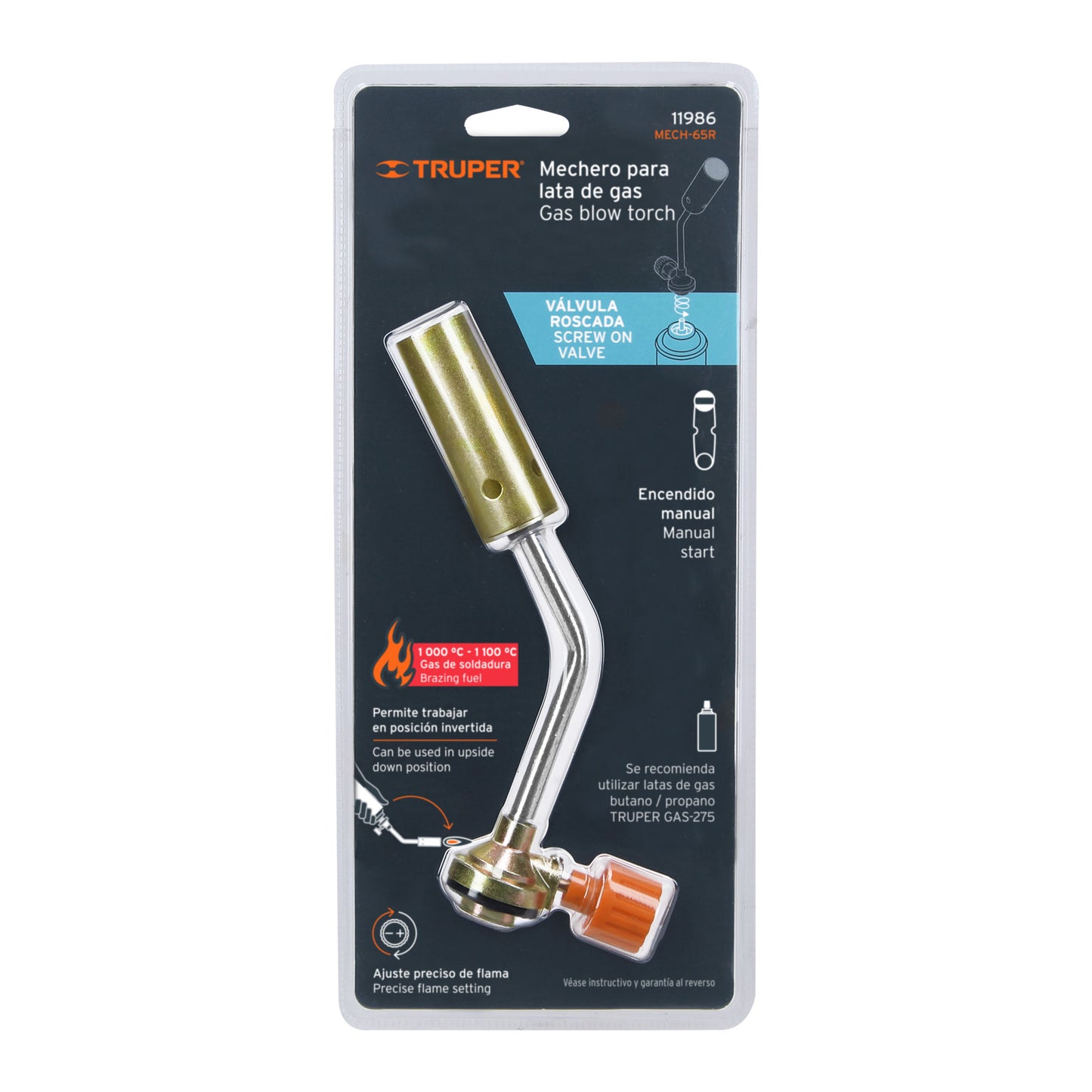 Mechero para lata de gas, 65 mm, roscada