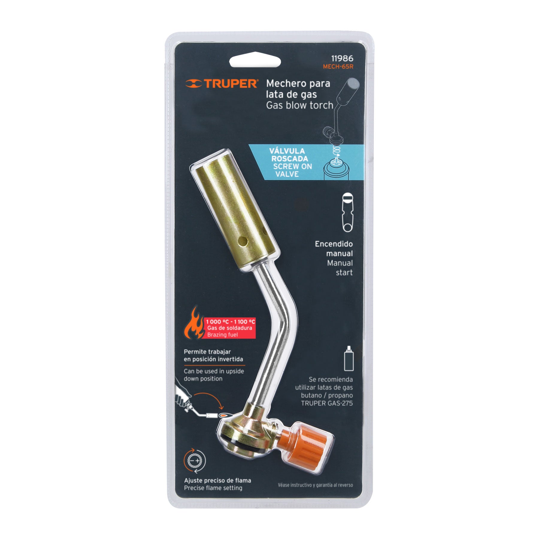 Mechero para lata de gas, 65 mm, roscada