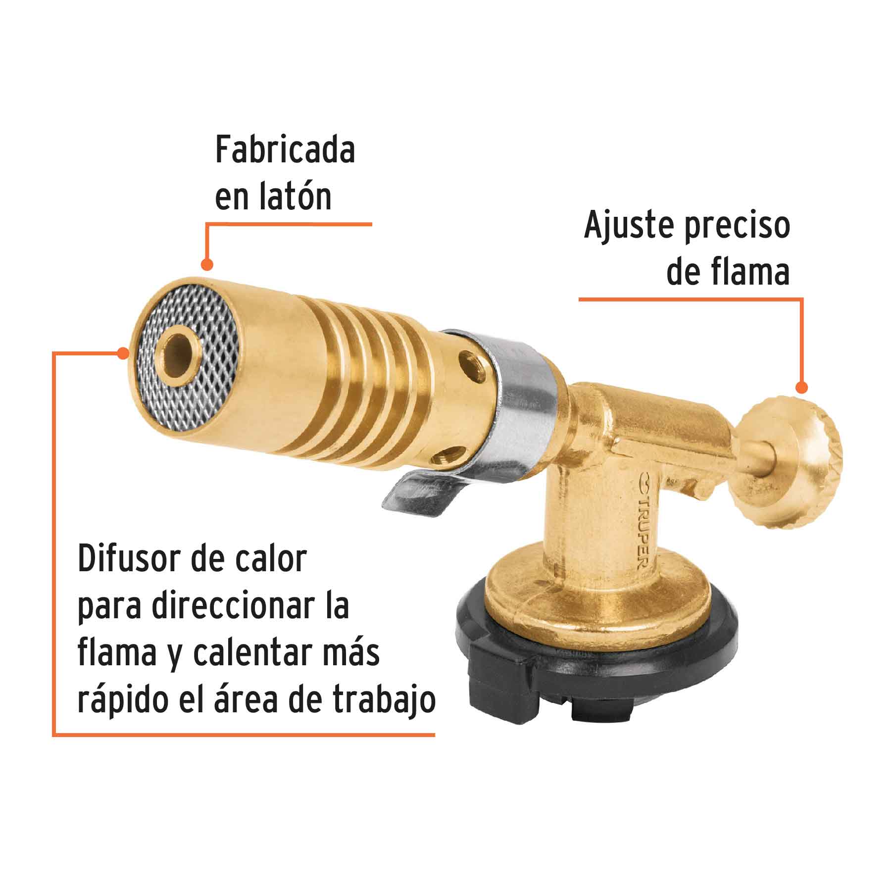 Mechero para lata de gas, 1/4 de vuelta