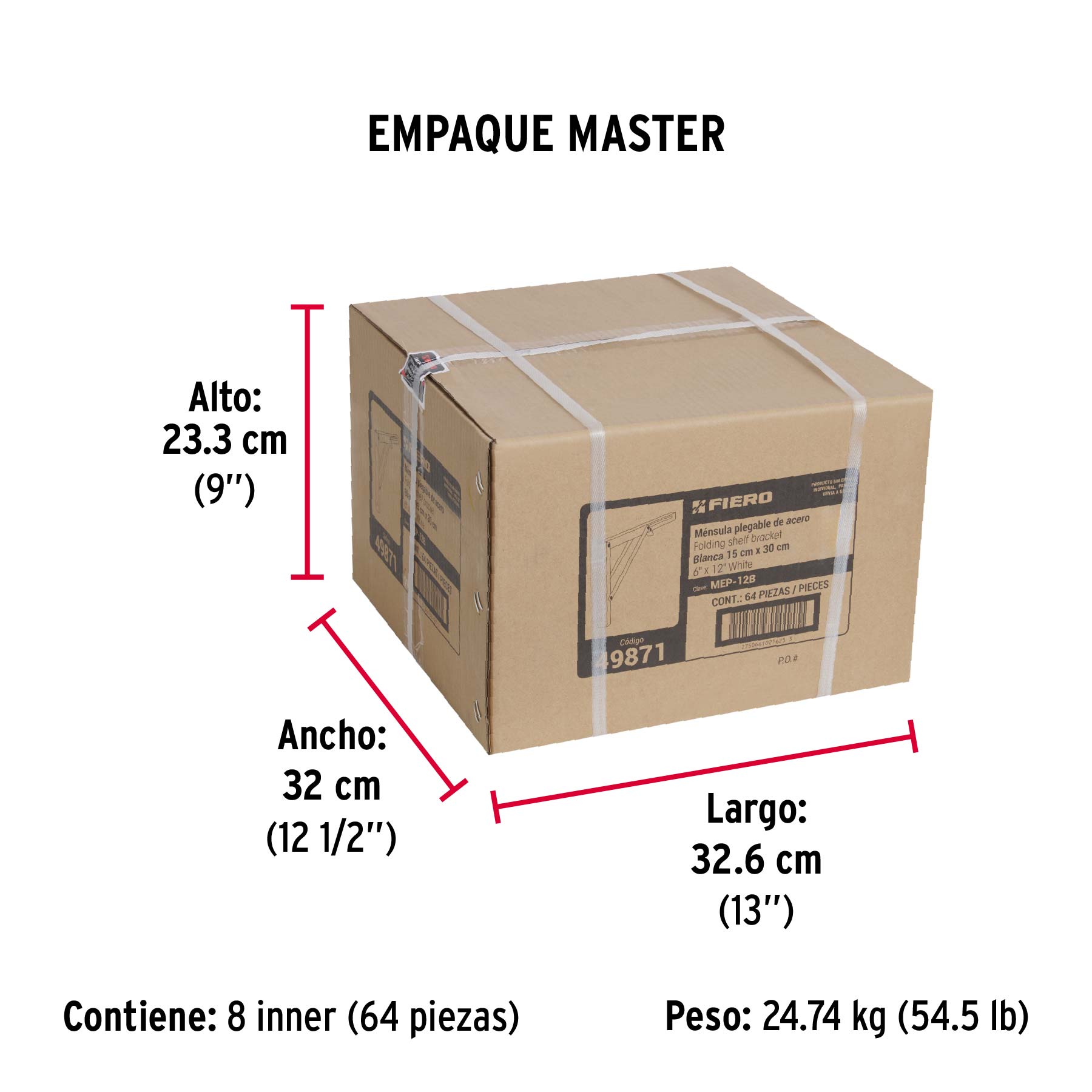 Ménsula plegable de acero blanca 6' x 12', FIERO