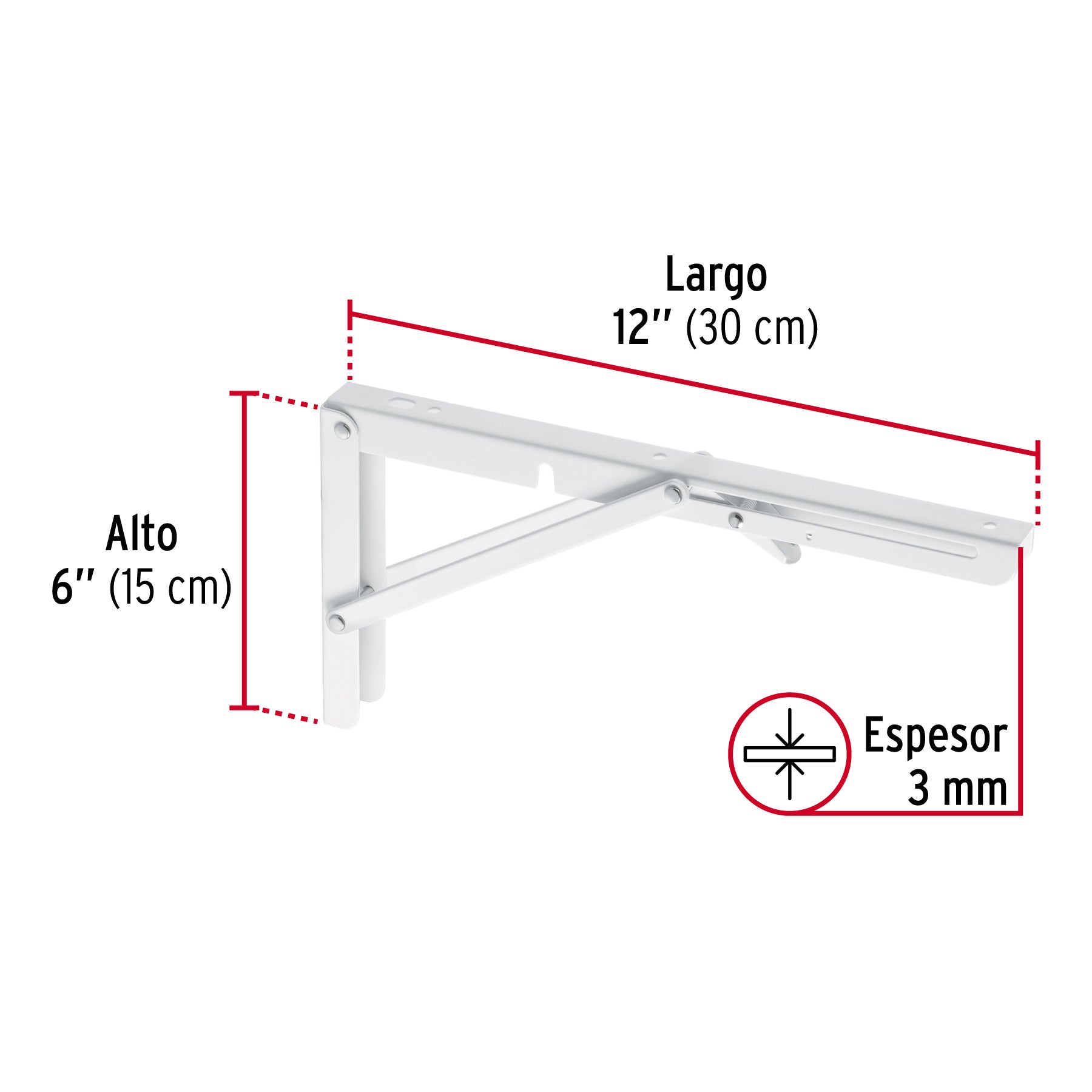 Ménsula plegable de acero blanca 6' x 12', FIERO