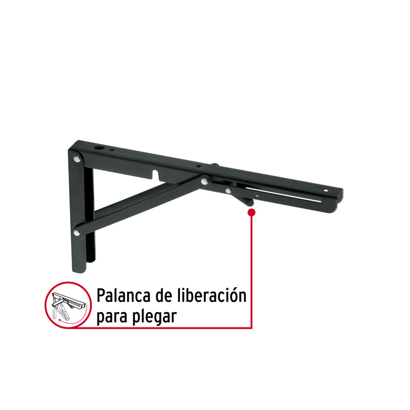 Ménsula plegable de acero negra 6' x 12', FIERO