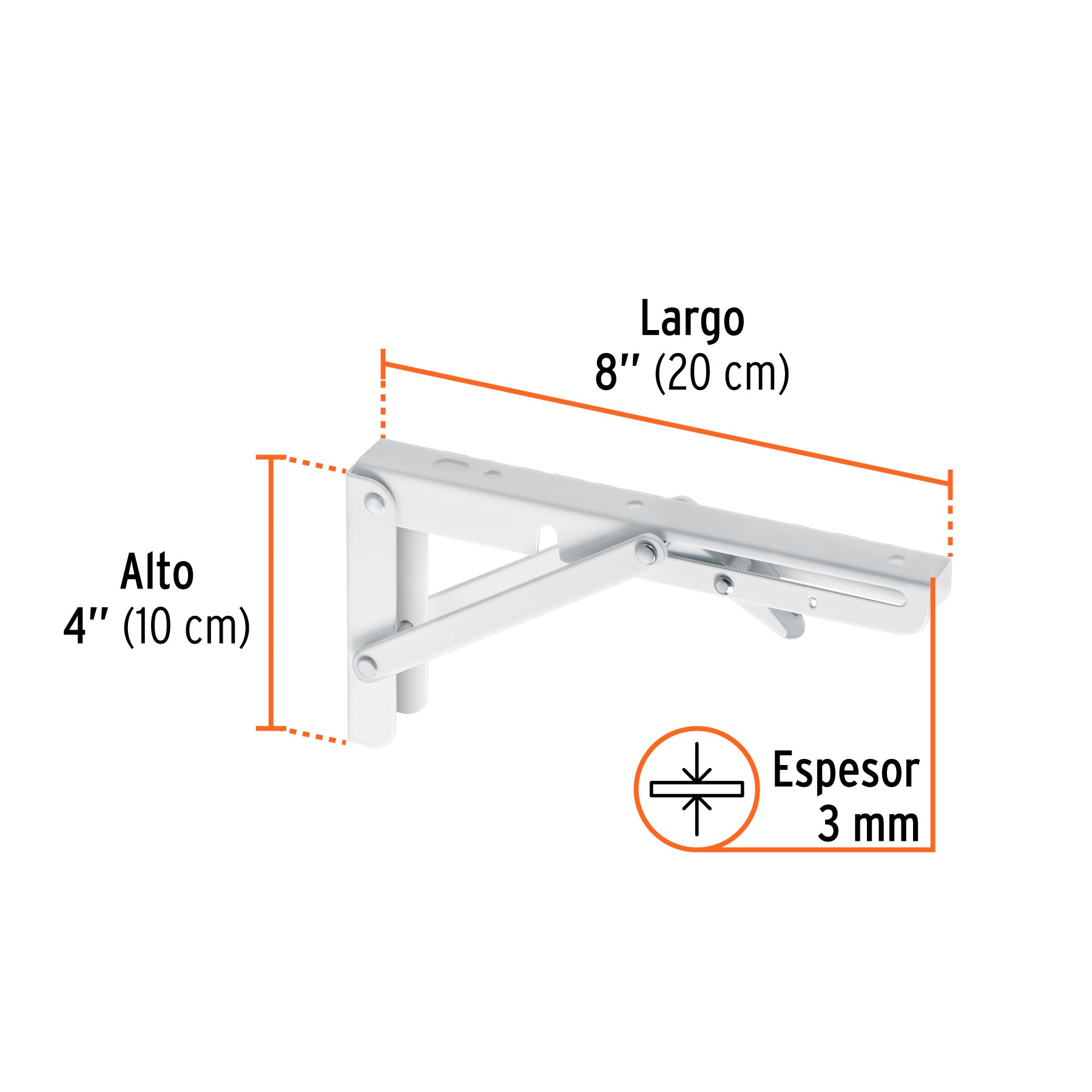 Ménsula plegable de acero blanca 4' x 8', FIERO