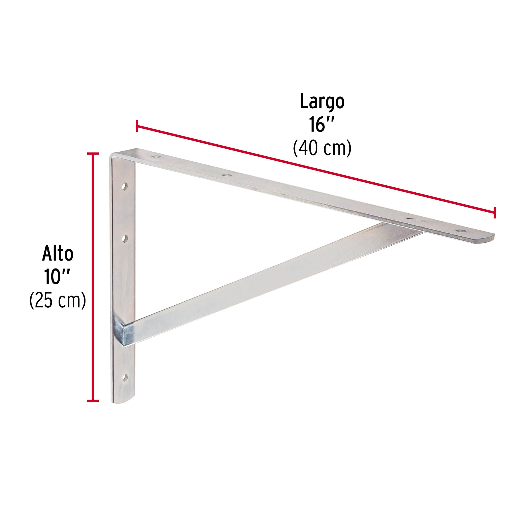 Ménsula de acero reforzado galvanizada 10 x 16', FIERO