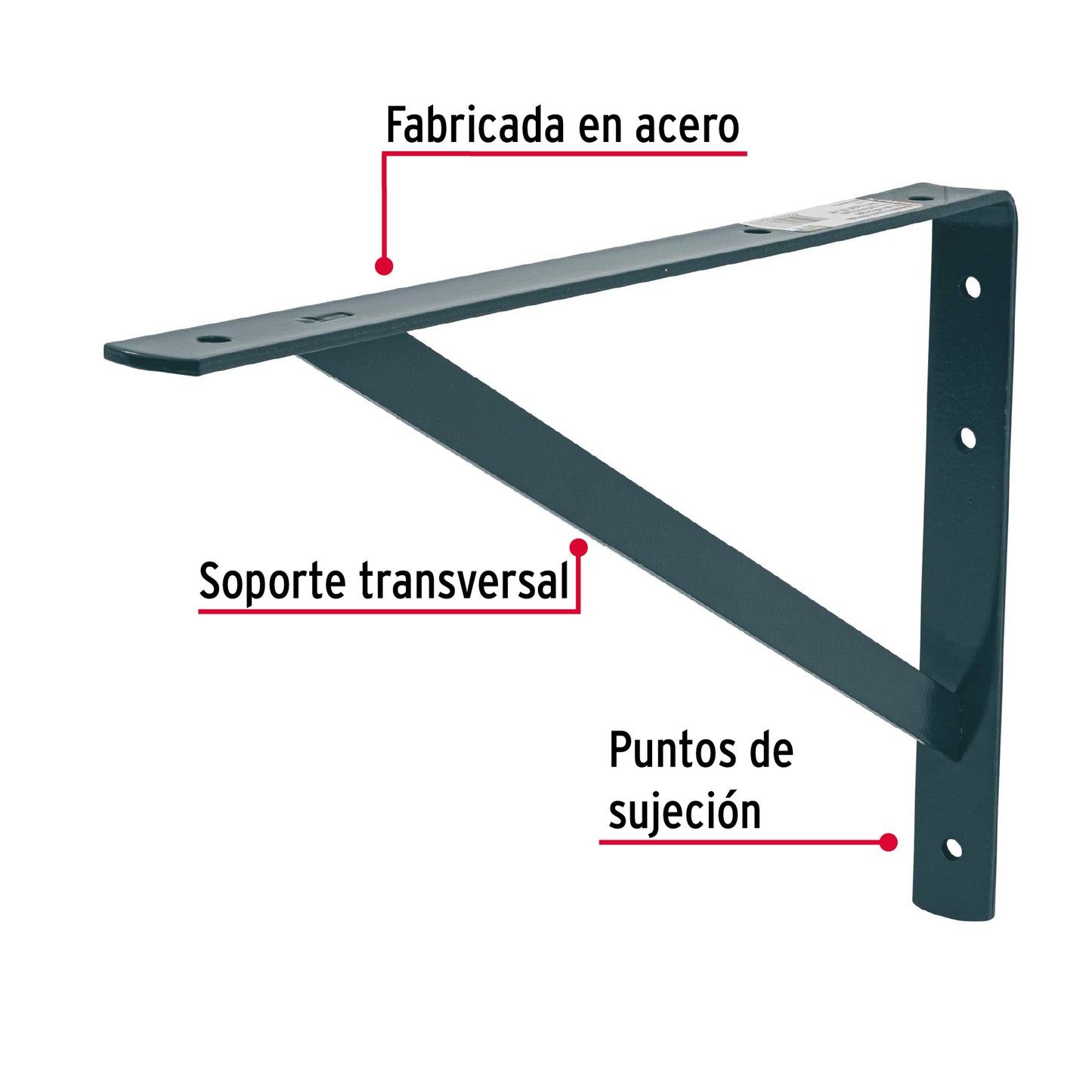 Ménsula reforzada, 10 x 16", gris