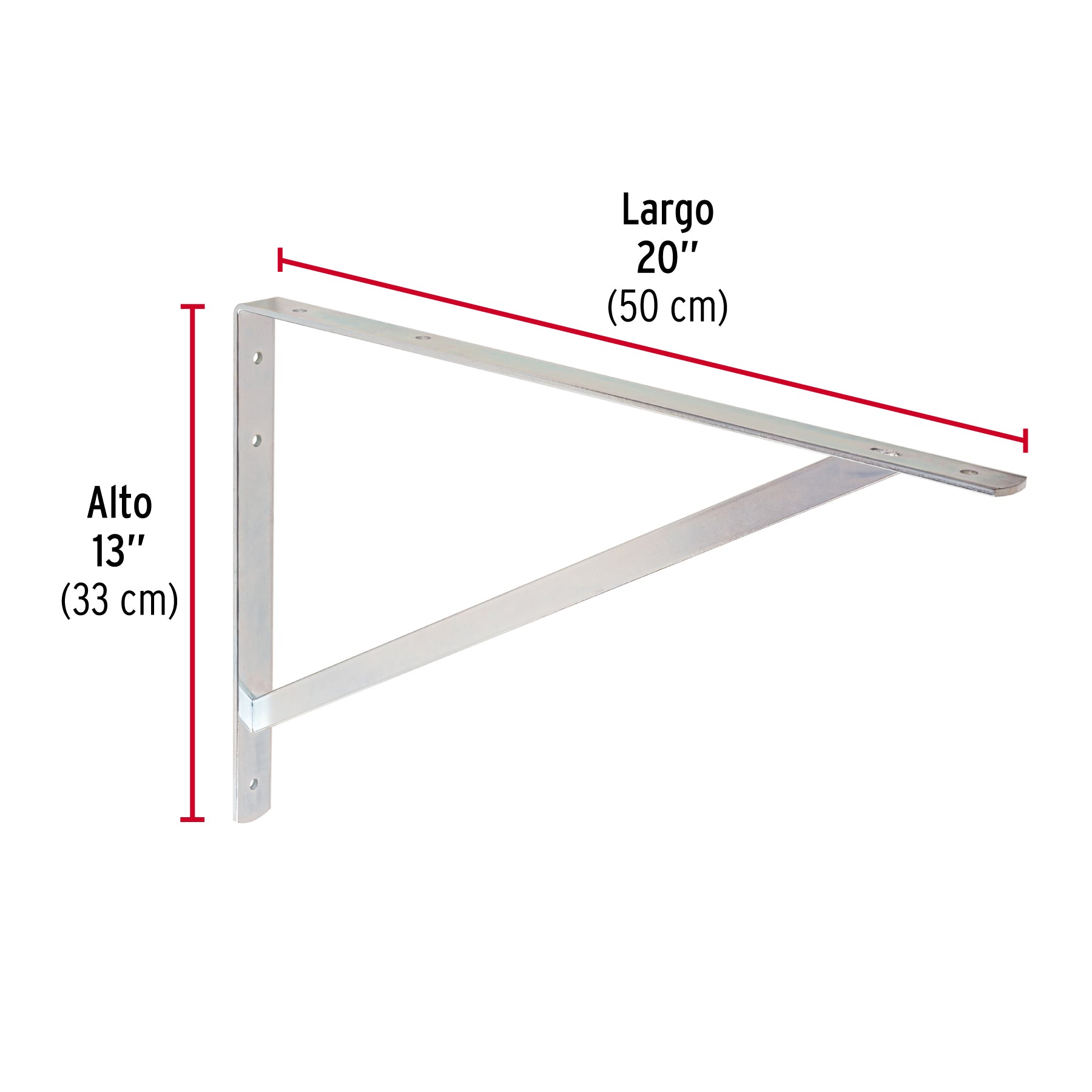 Ménsula de acero reforzado galvanizada 13 x 20', FIERO