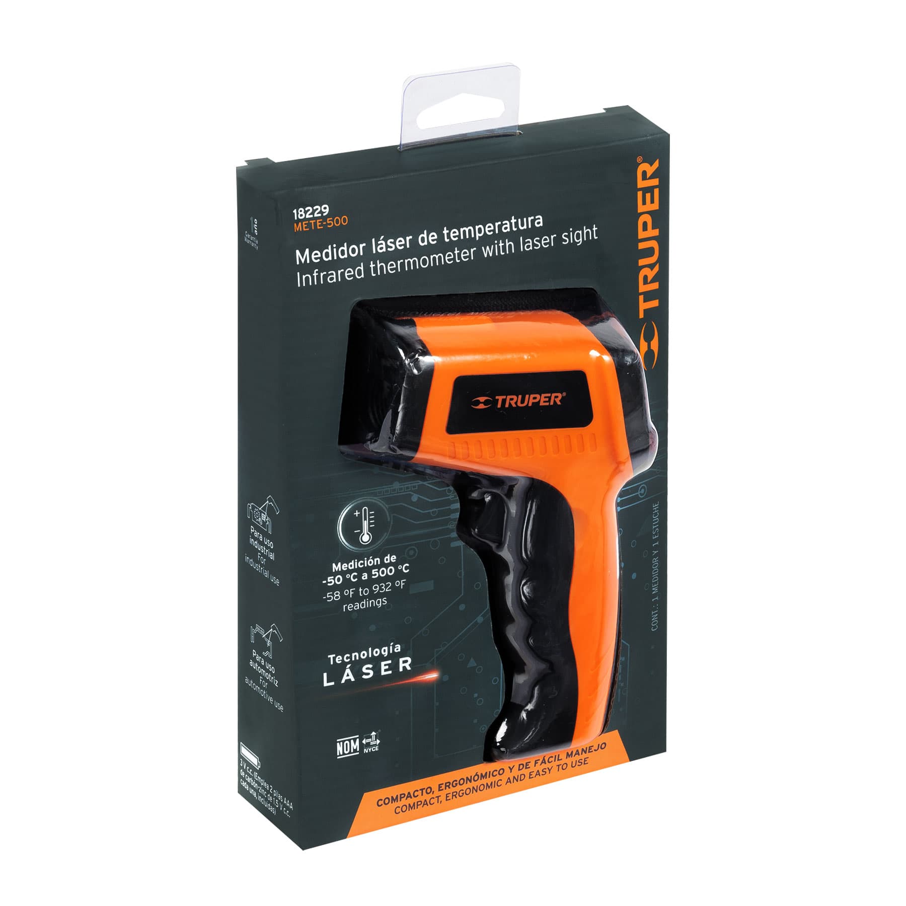 Medidor de temperatura láser, 500°C