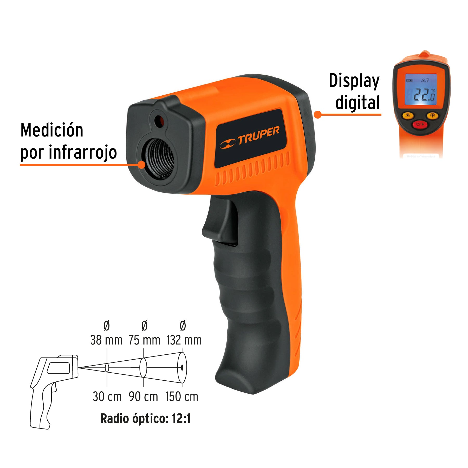 Medidor de temperatura láser, 500°C