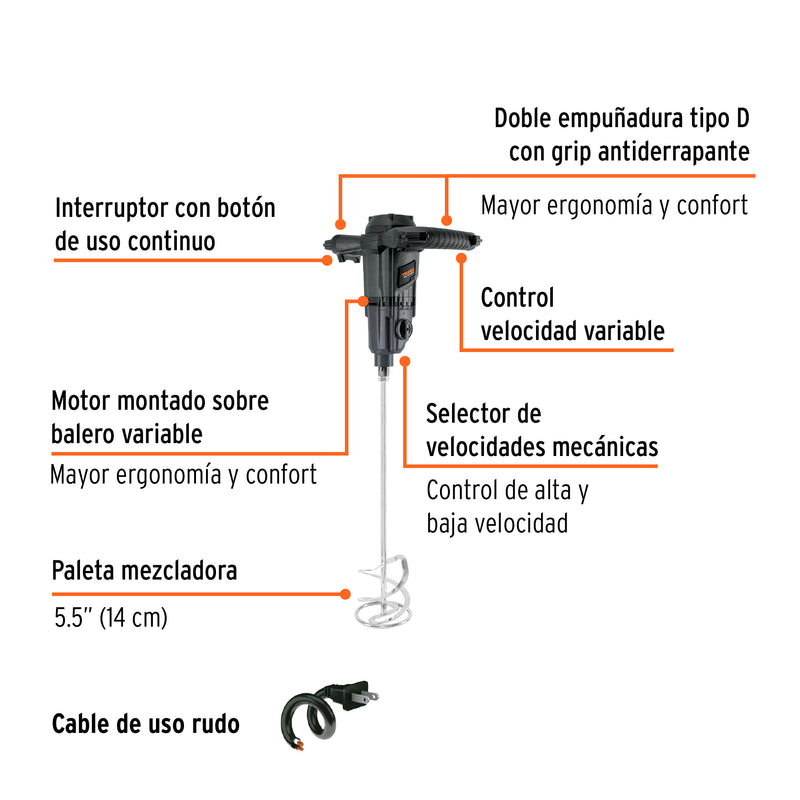 Mezcladora eléctrica 1500 W, industrial