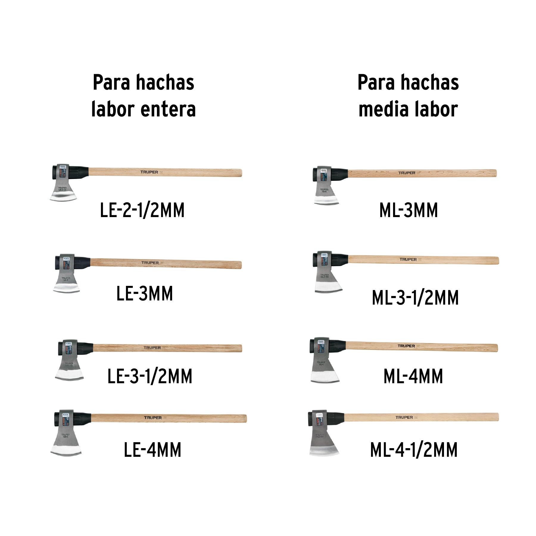 Mango madera de 36' para hachas media y entera labor, Truper