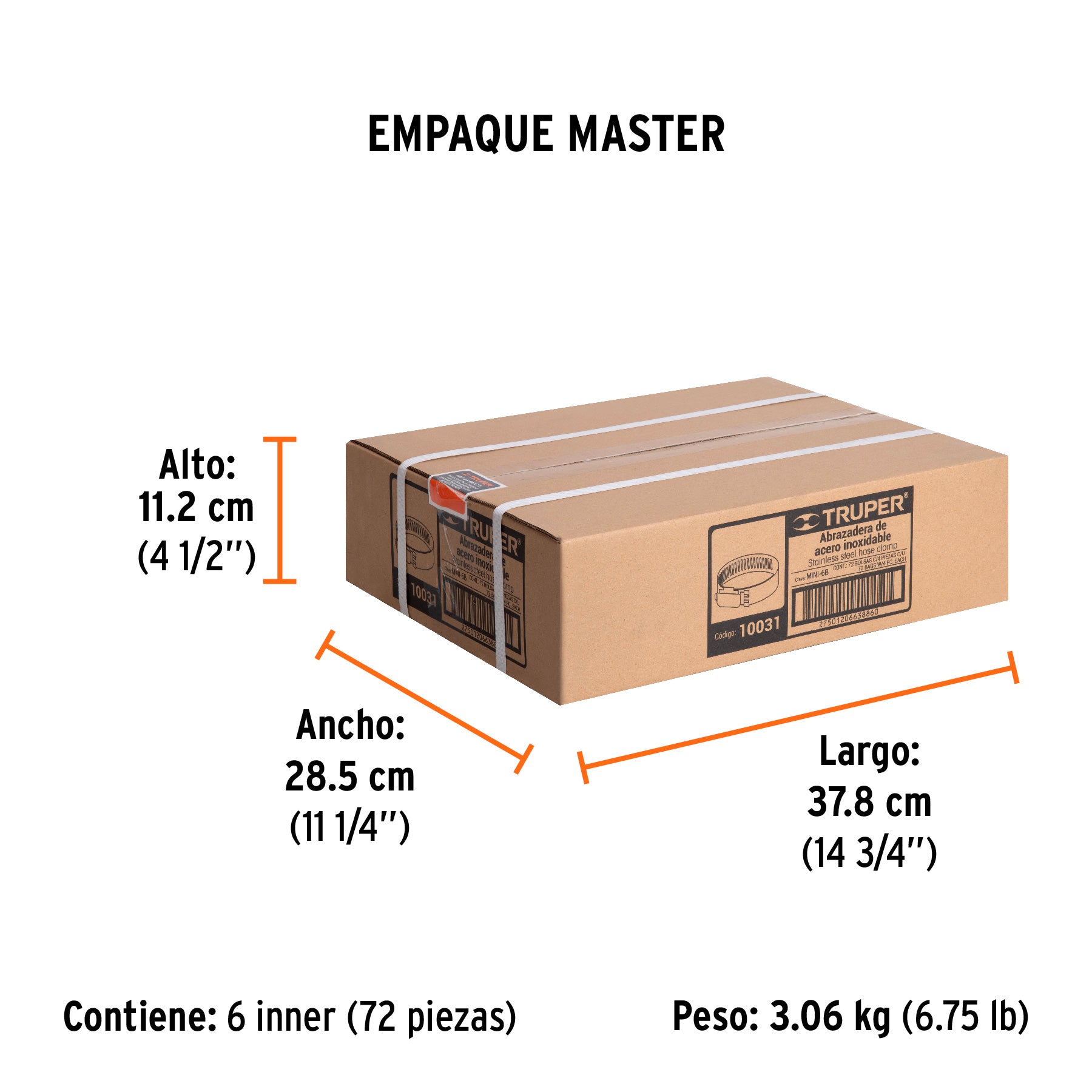 Abrazadera mini-6 de acero inoxidable, bolsa con 4 pzas