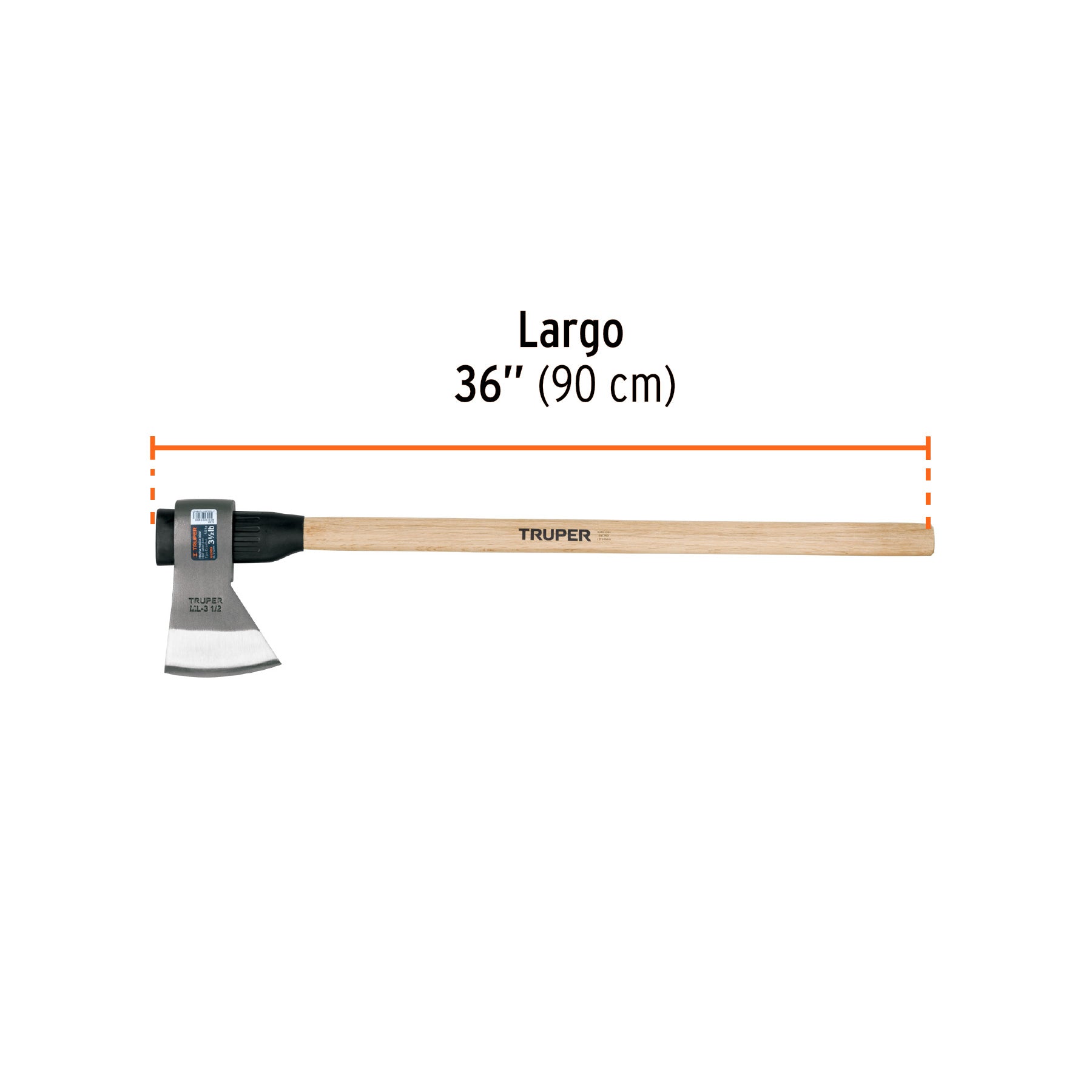 Hacha media labor 3-1/2 lb con mango de madera de 36',Truper