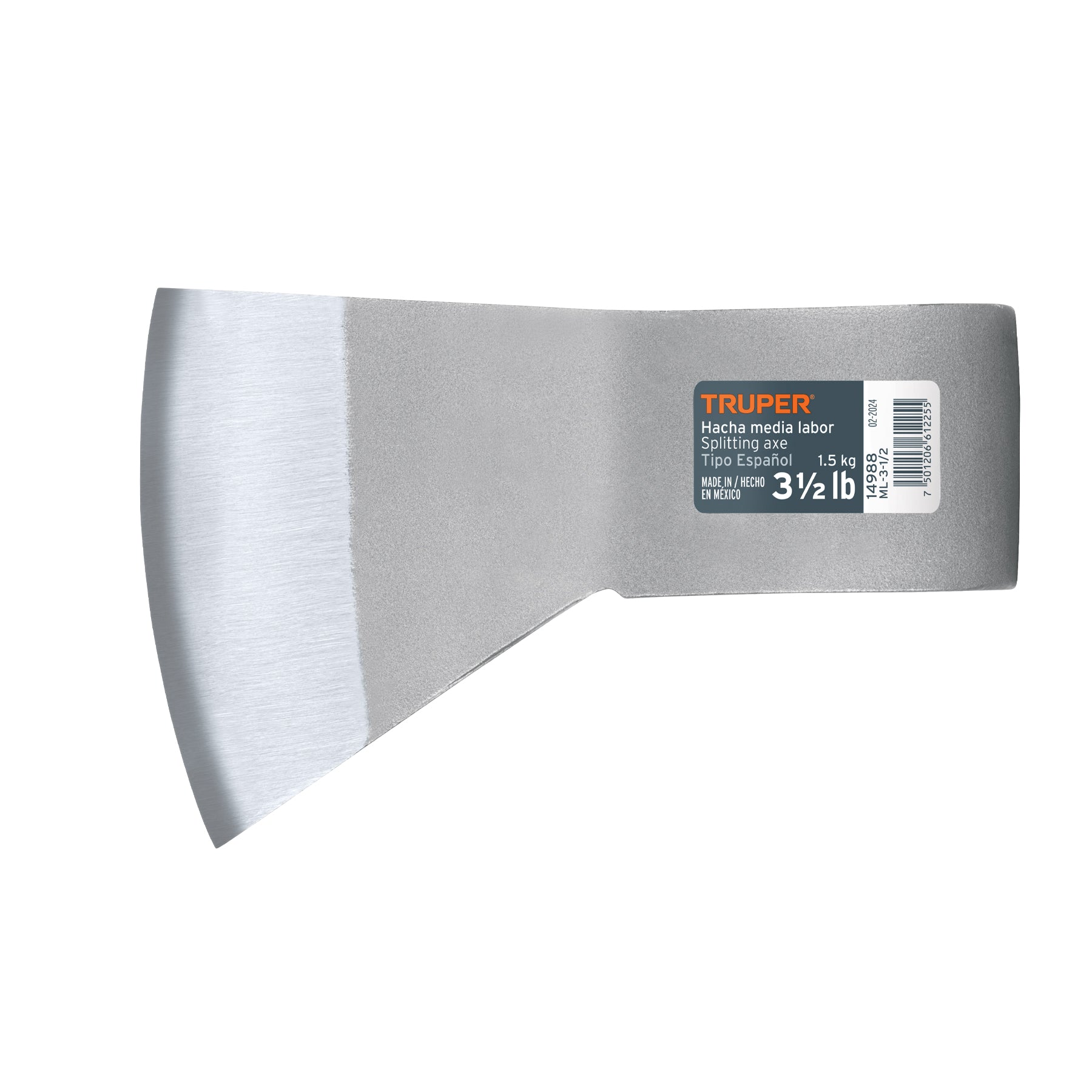 Hacha tipo español, media labor, 3-1/2 lbs, sin mango