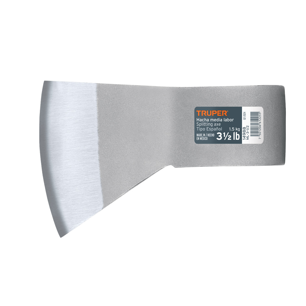 Hacha tipo español, media labor, 3-1/2 lbs, sin mango